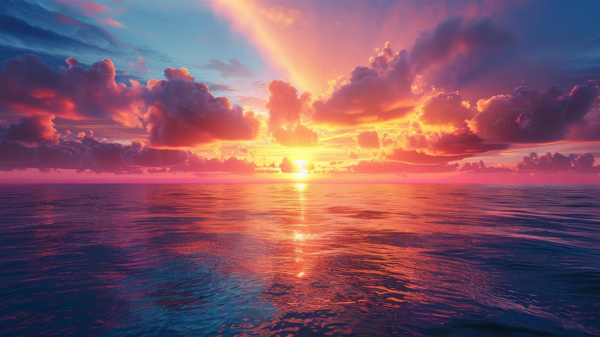 Vibrant sunset hues over Maldivian ocean