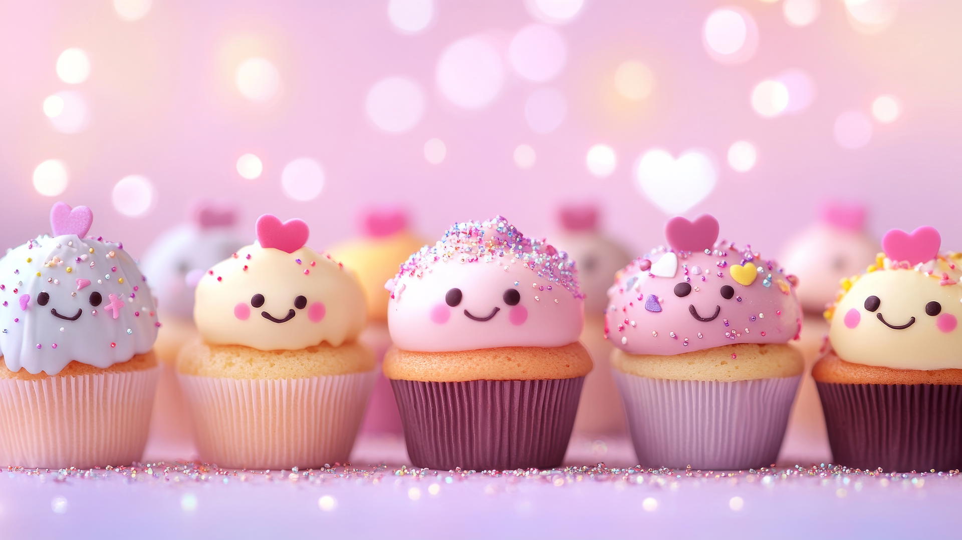 cute wallpapers for girls with cartoon cupcakes on pastel background
