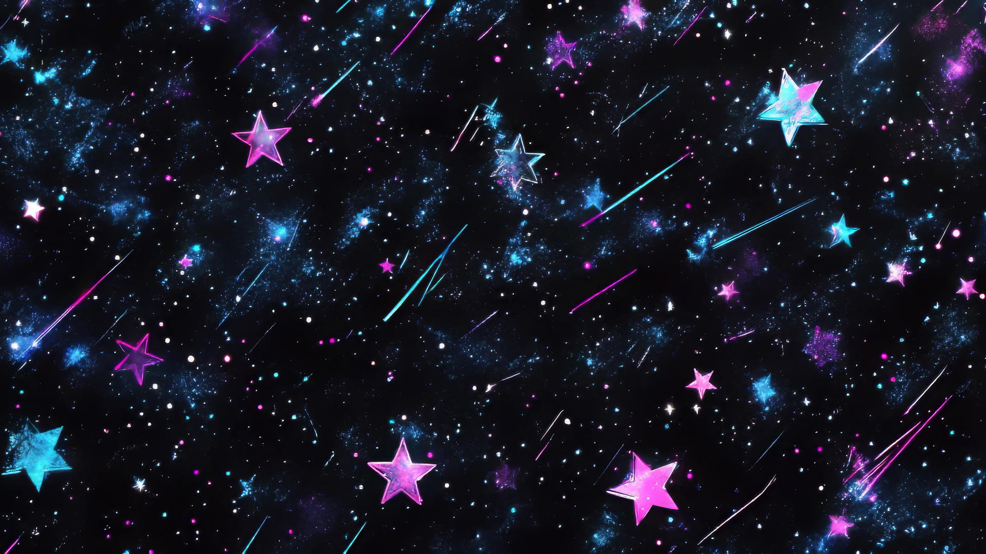 star wallpaper y2k with neon star clusters and pixelated shooting stars