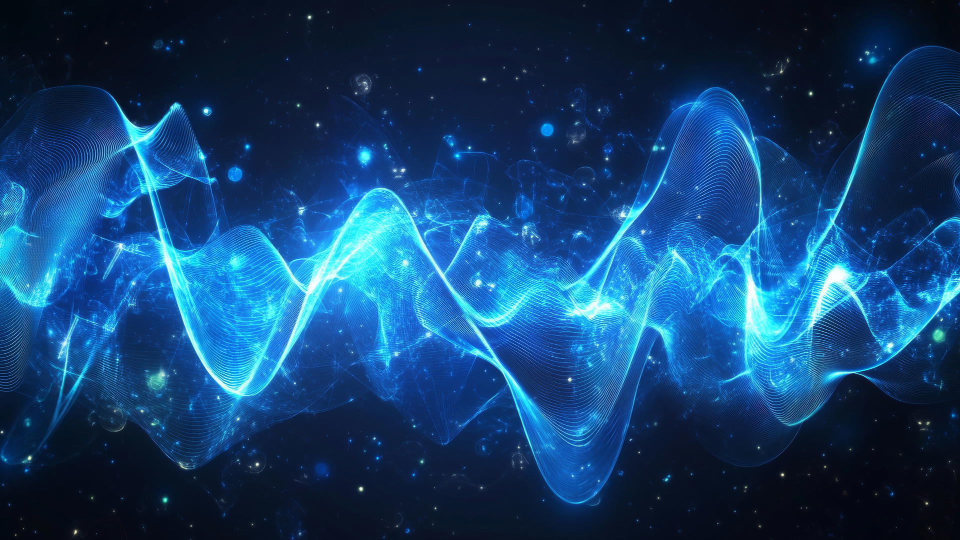 dynamic digital waveforms in dark blue wallpaper
