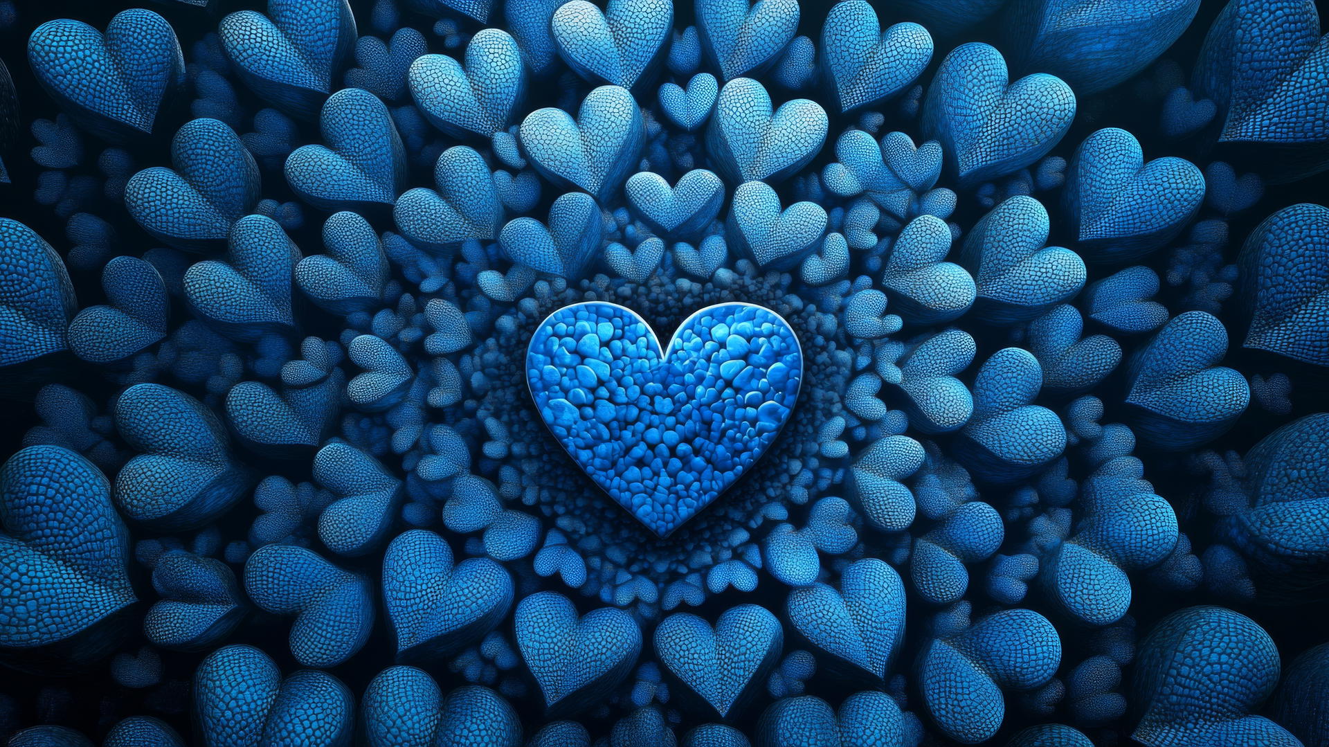 blue heart wallpaper with mandala pattern in intricate symmetry