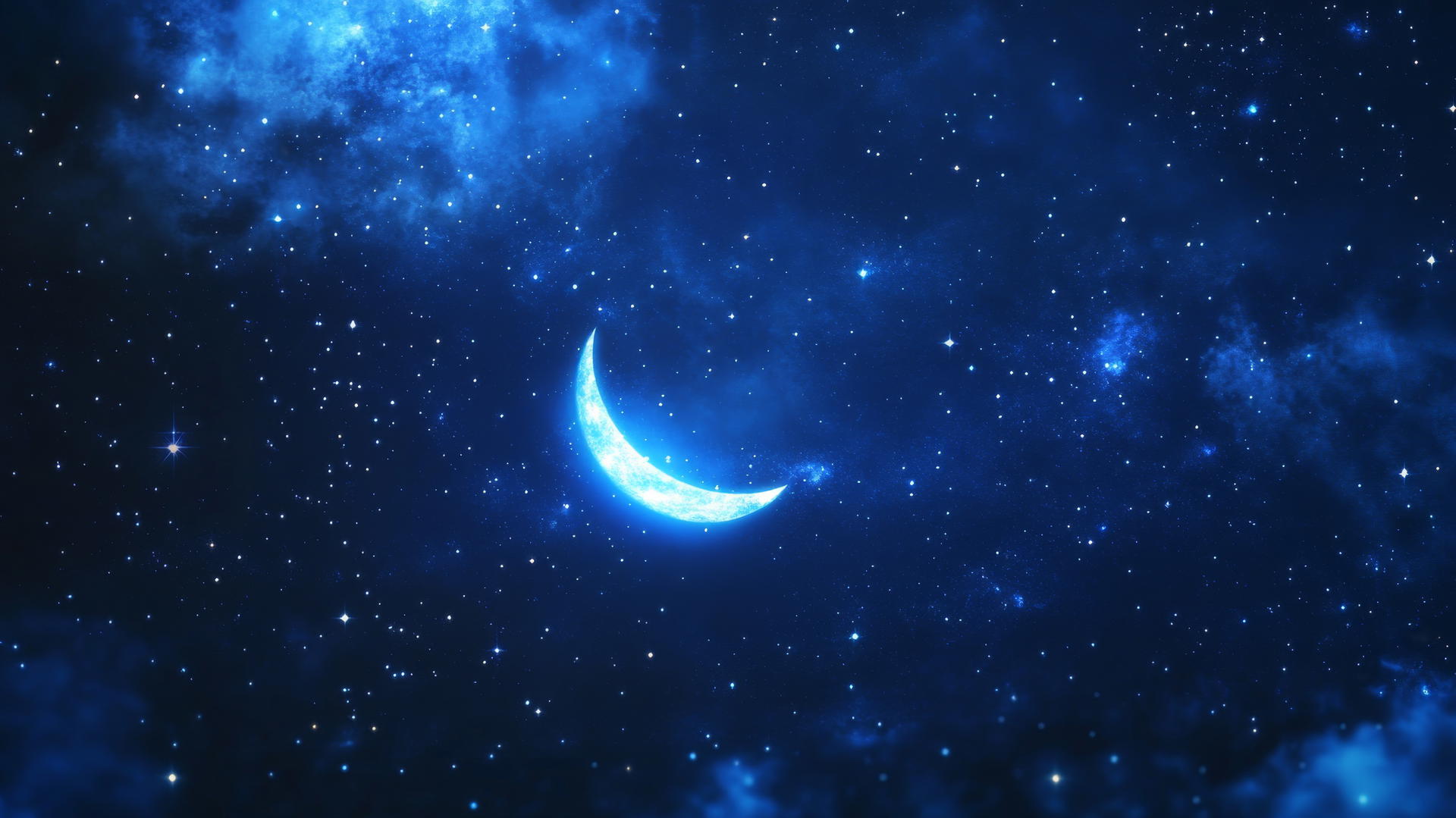 royal blue wallpaper with crescent moon and stars