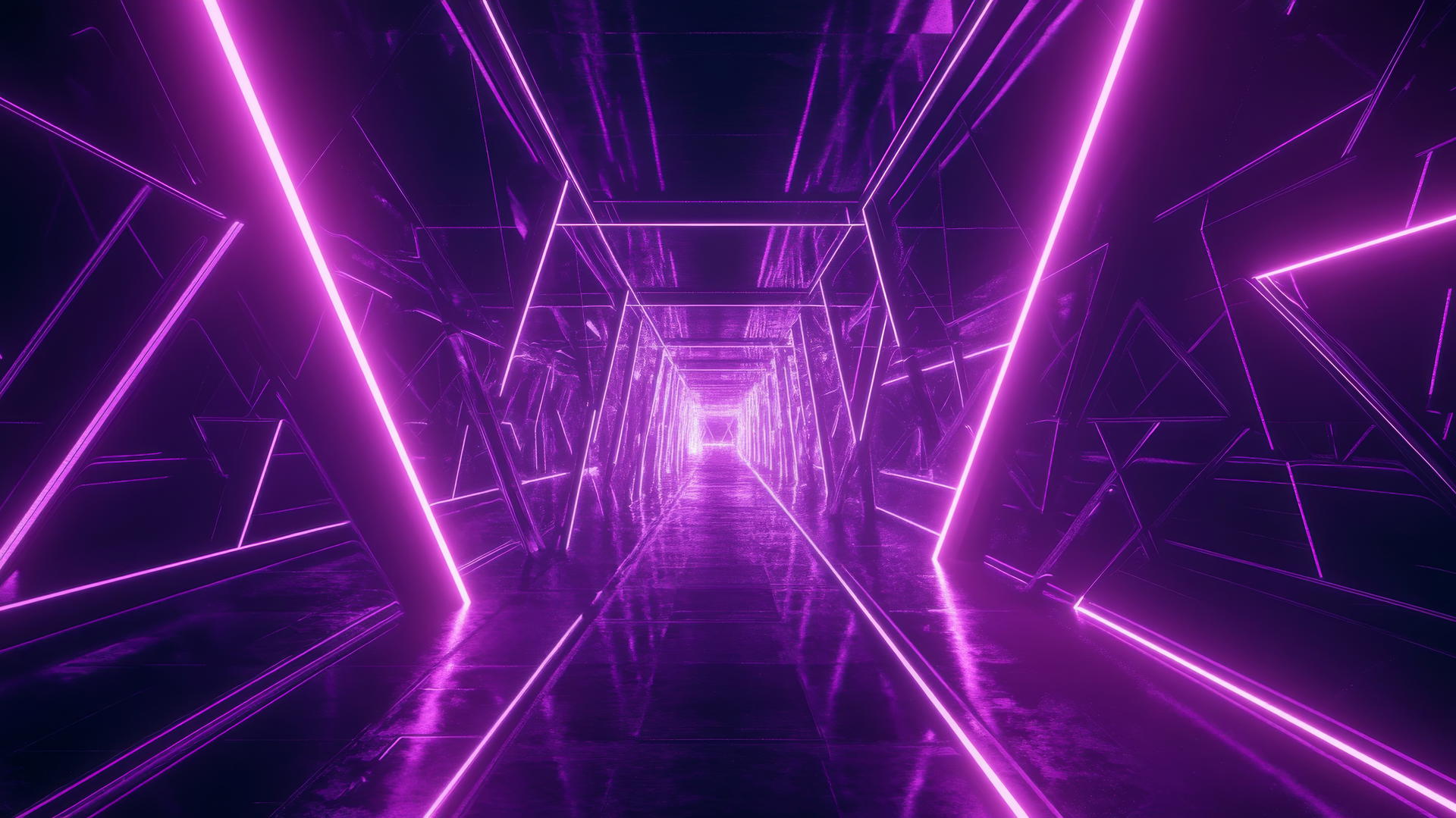 neon purple aesthetic wallpaper with glowing geometric shapes and lines on dark background