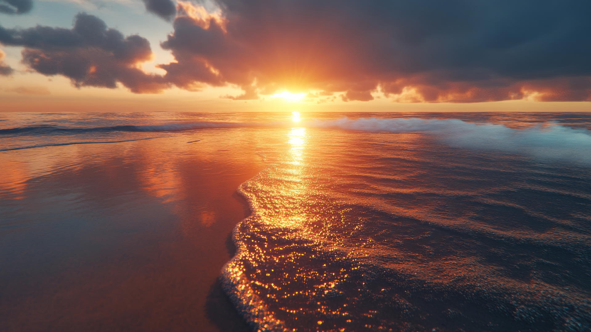4K beach sunset with sharp details, ideal beach wallpaper 4k scene