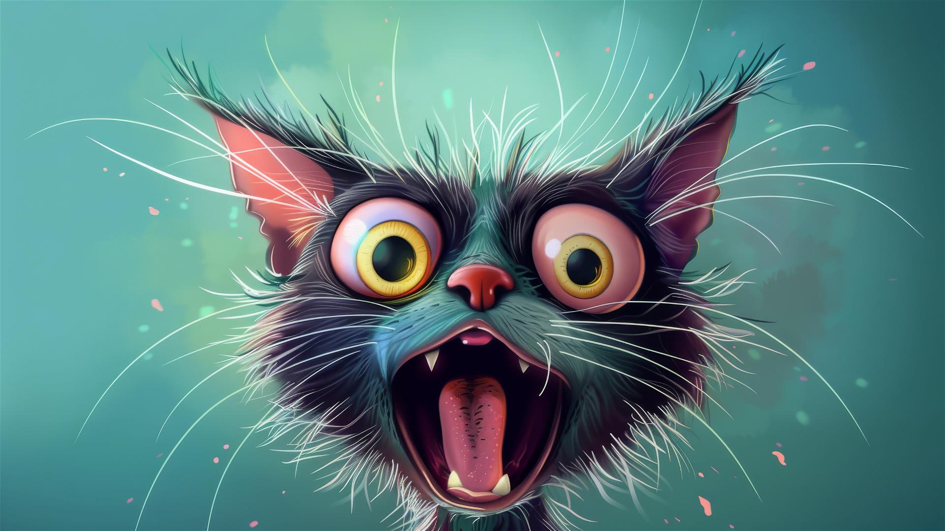 Illustration of a humorous, eccentric cat