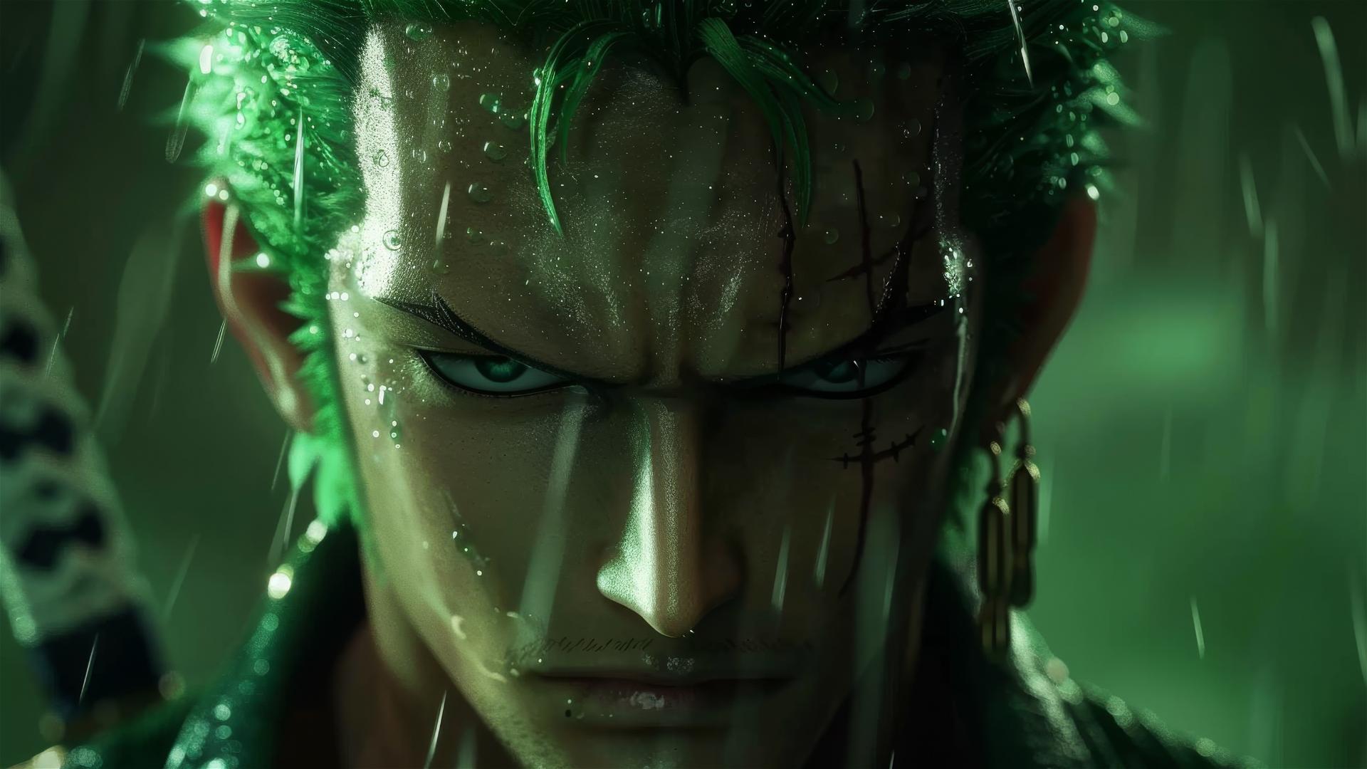 Zoro Roronoa, One Piece character, in action pose