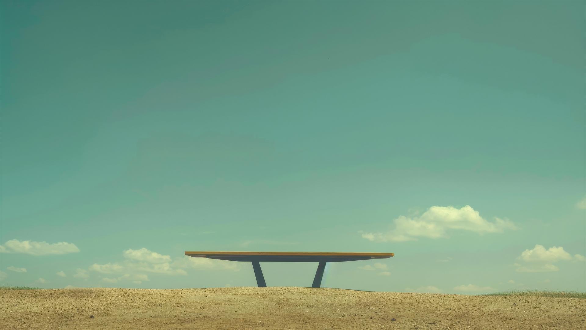 1990s Dali-inspired surrealist photo with minimalist playing field