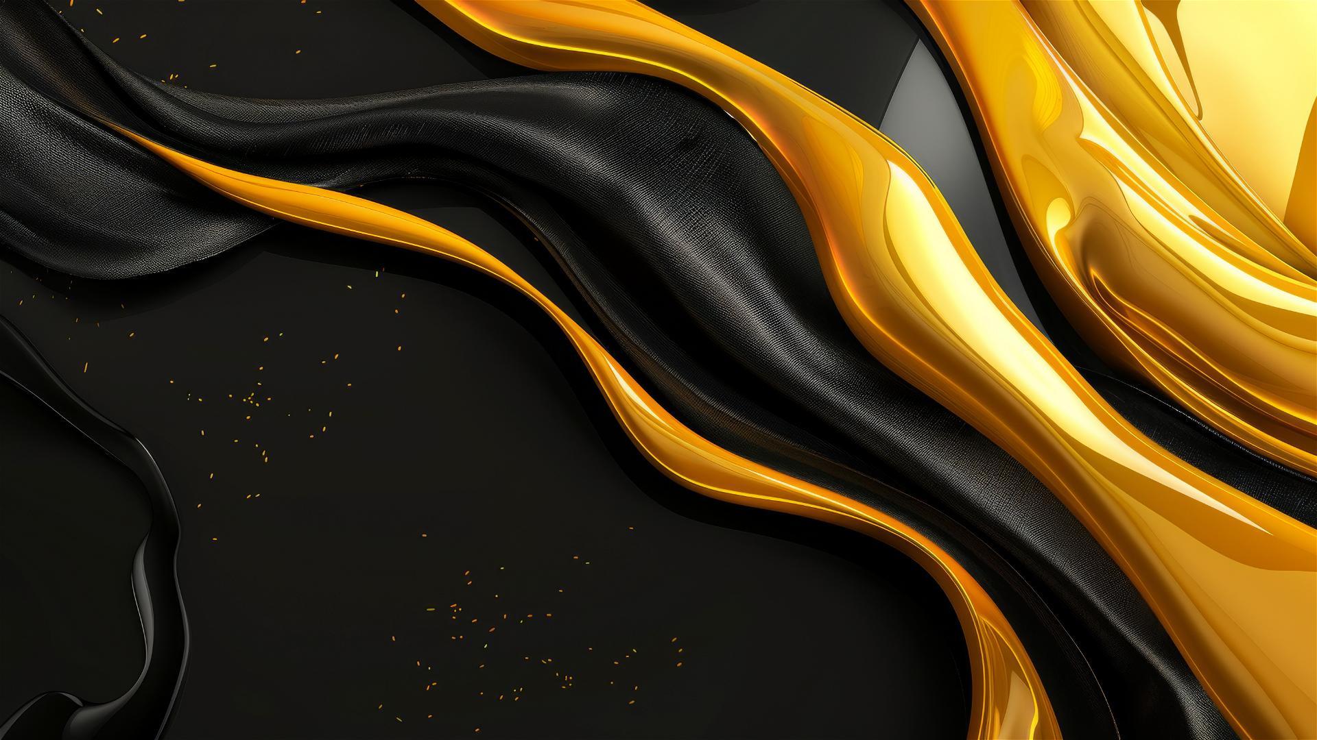 Elegant mustard-colored shapes on black for iPhone