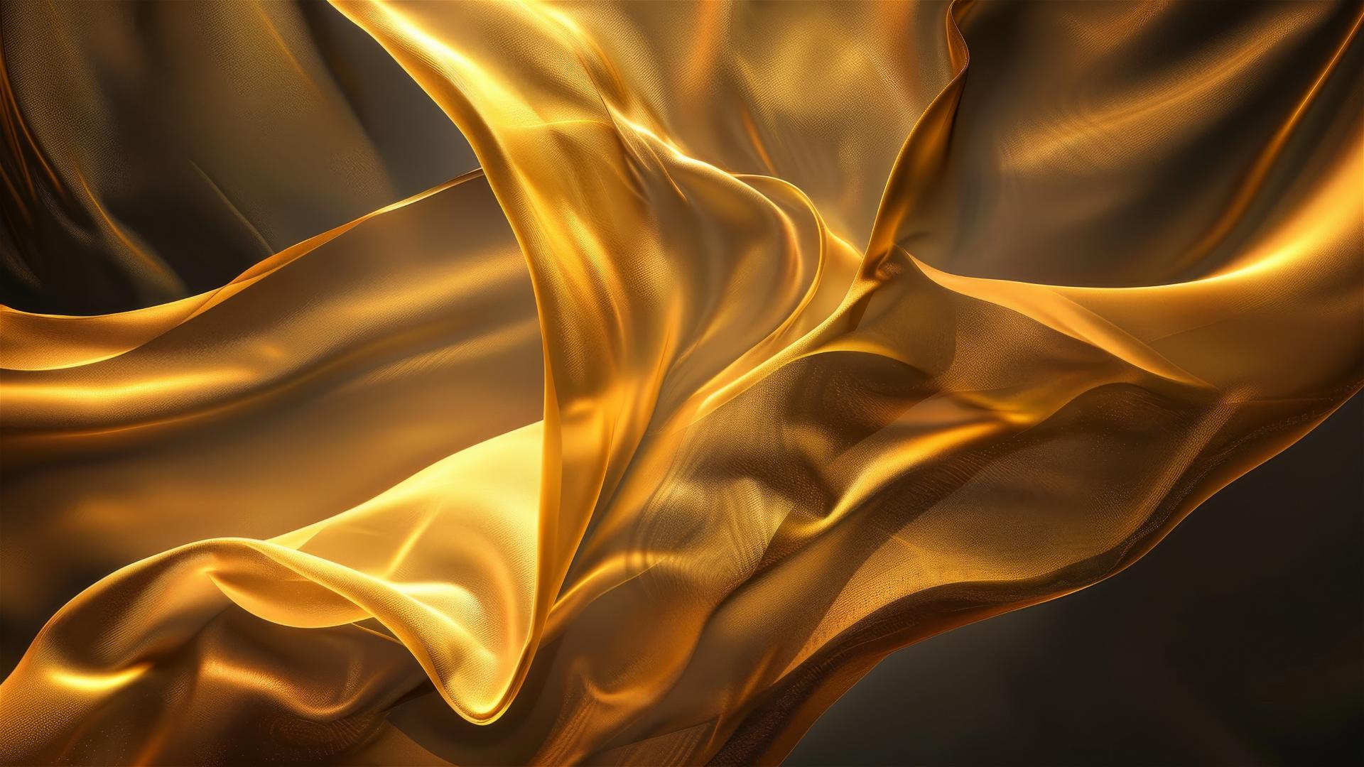 Elegant dark gold flowing shapes on iPhone background