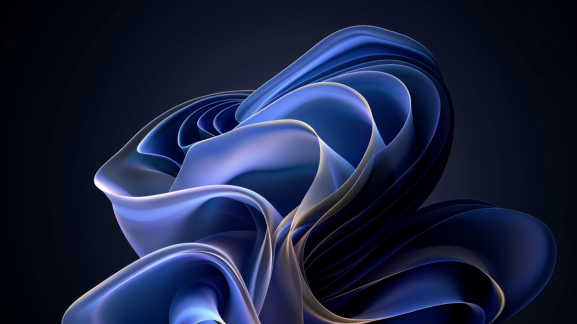 Elegant black and azure flowing shapes on iPhone background