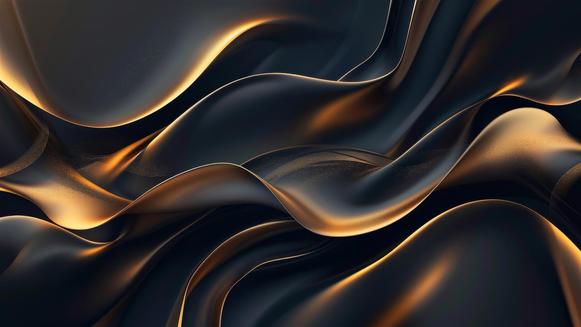 Dark gold flowing shapes on a minimalist background