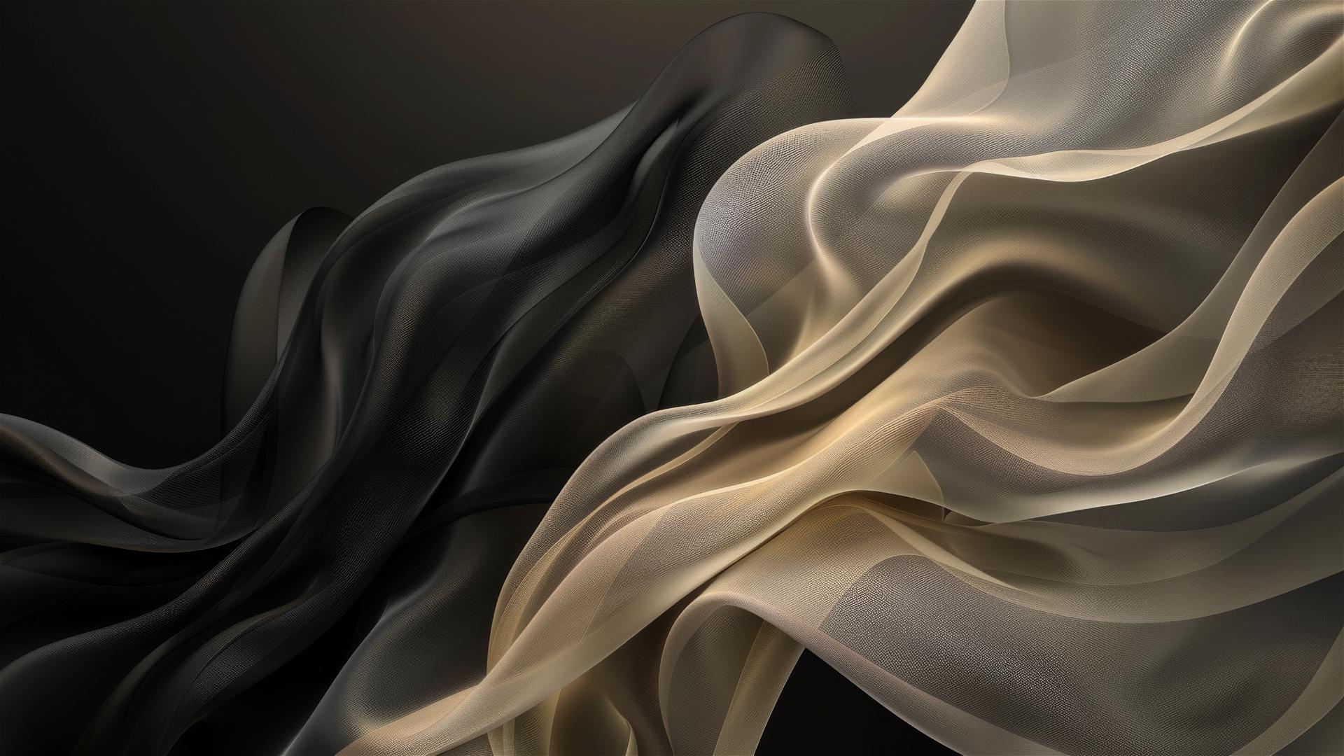 Elegant black and beige flowing shapes on iPhone background