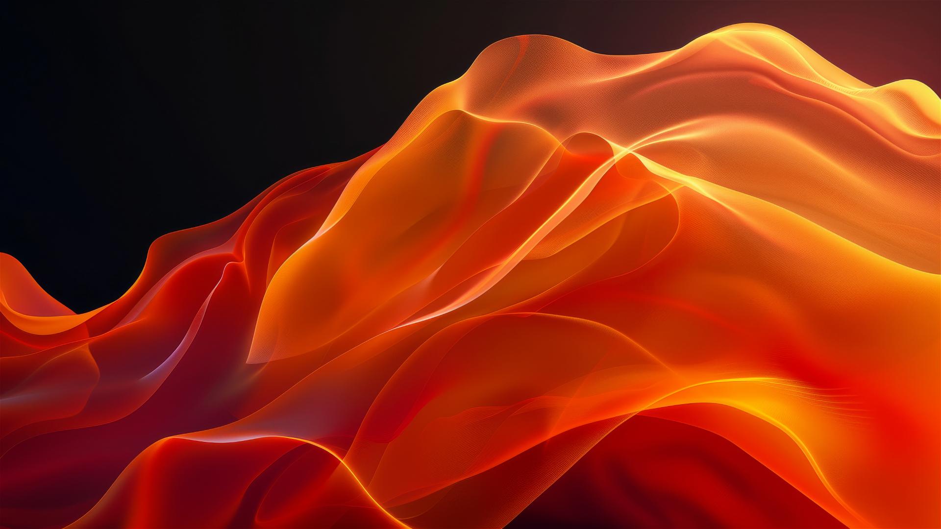 Dark tangerine flowing shapes in a minimalistic design