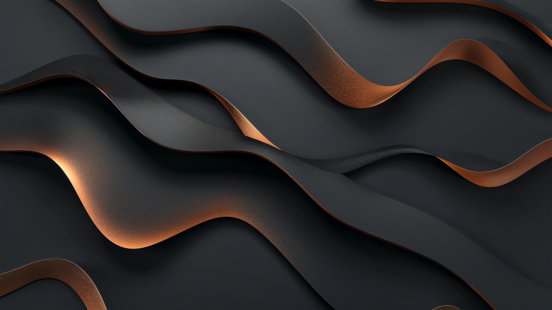 Abstract black and copper color flowing shapes on iPhone background