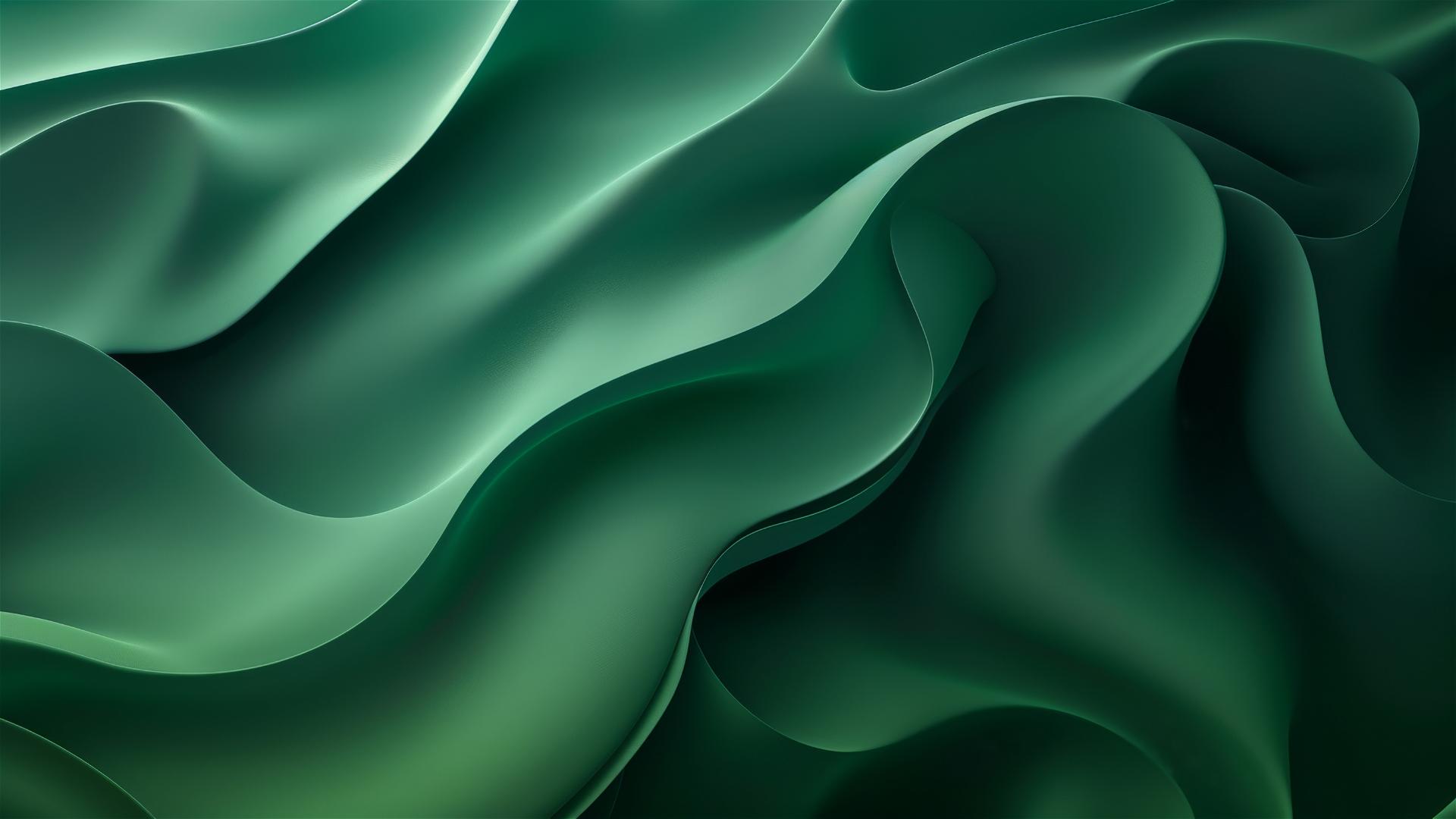 Minimalist iPhone background with flowing forest green shapes