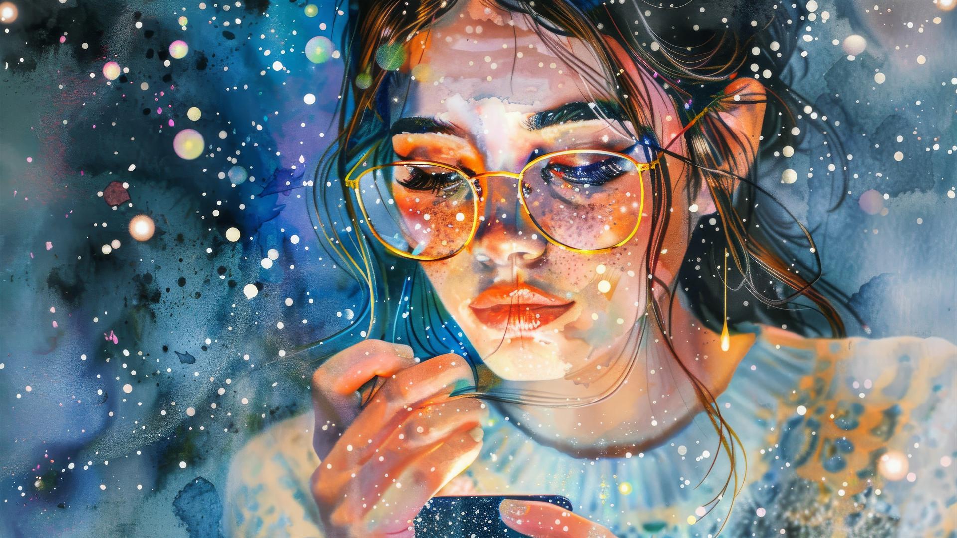 Watercolor sparkling design for WhatsApp