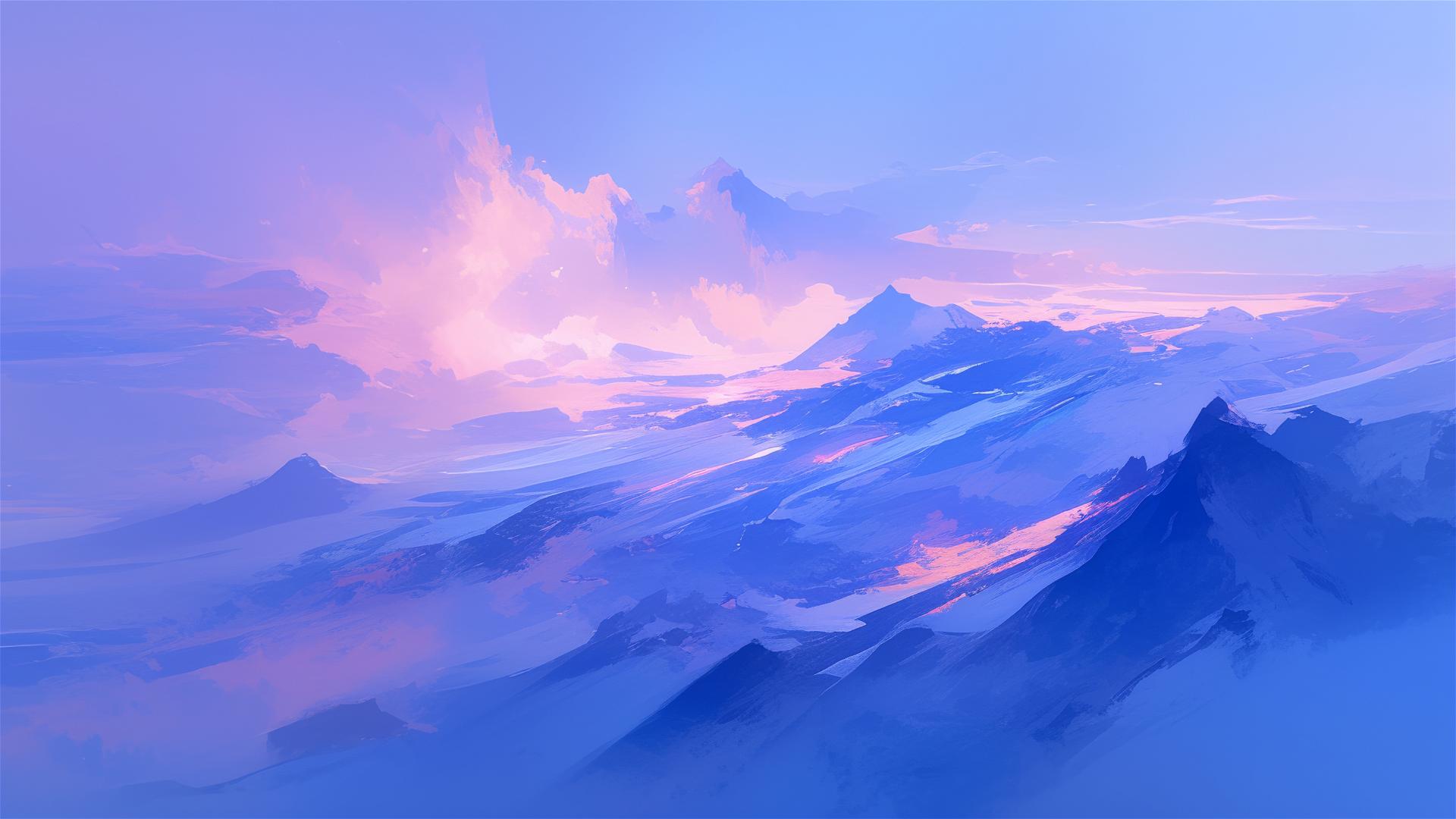 Opalescent fog over a mountain pass in morning light