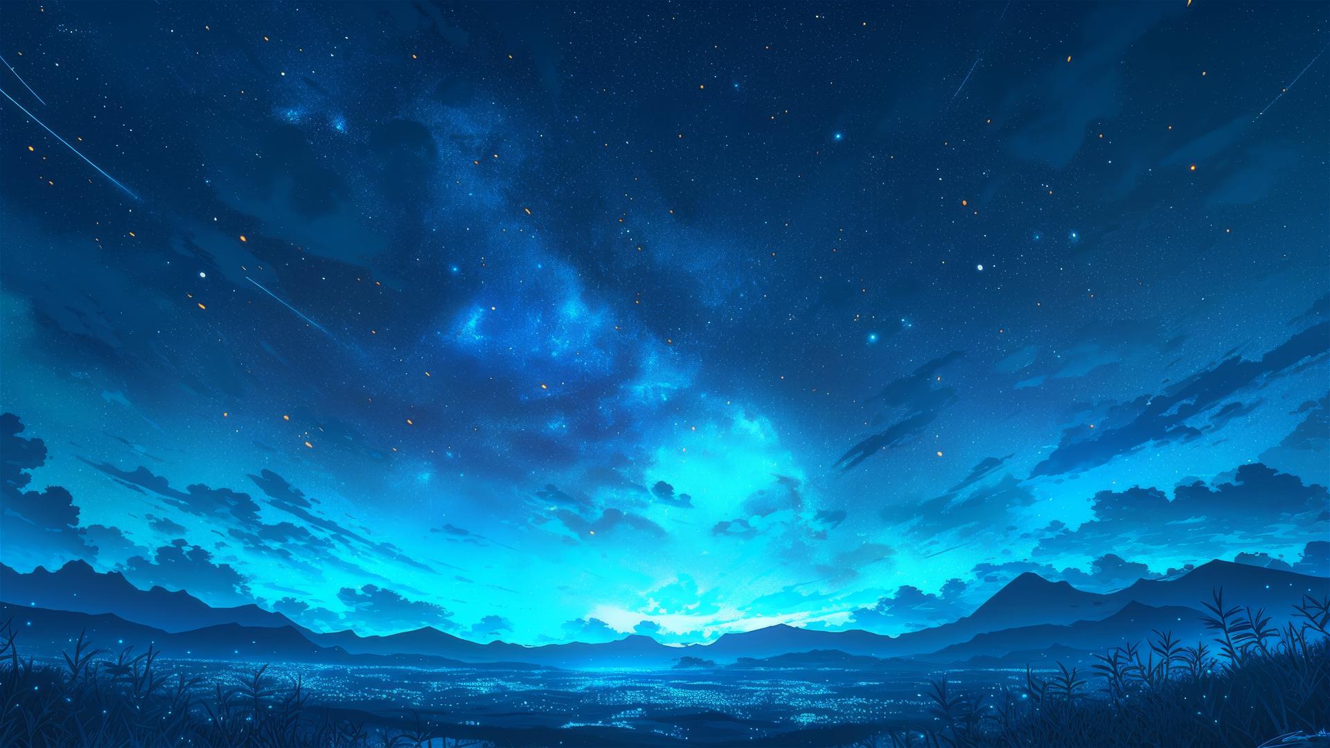 Starlit plateau with twinkling silver minerals under a starry sky