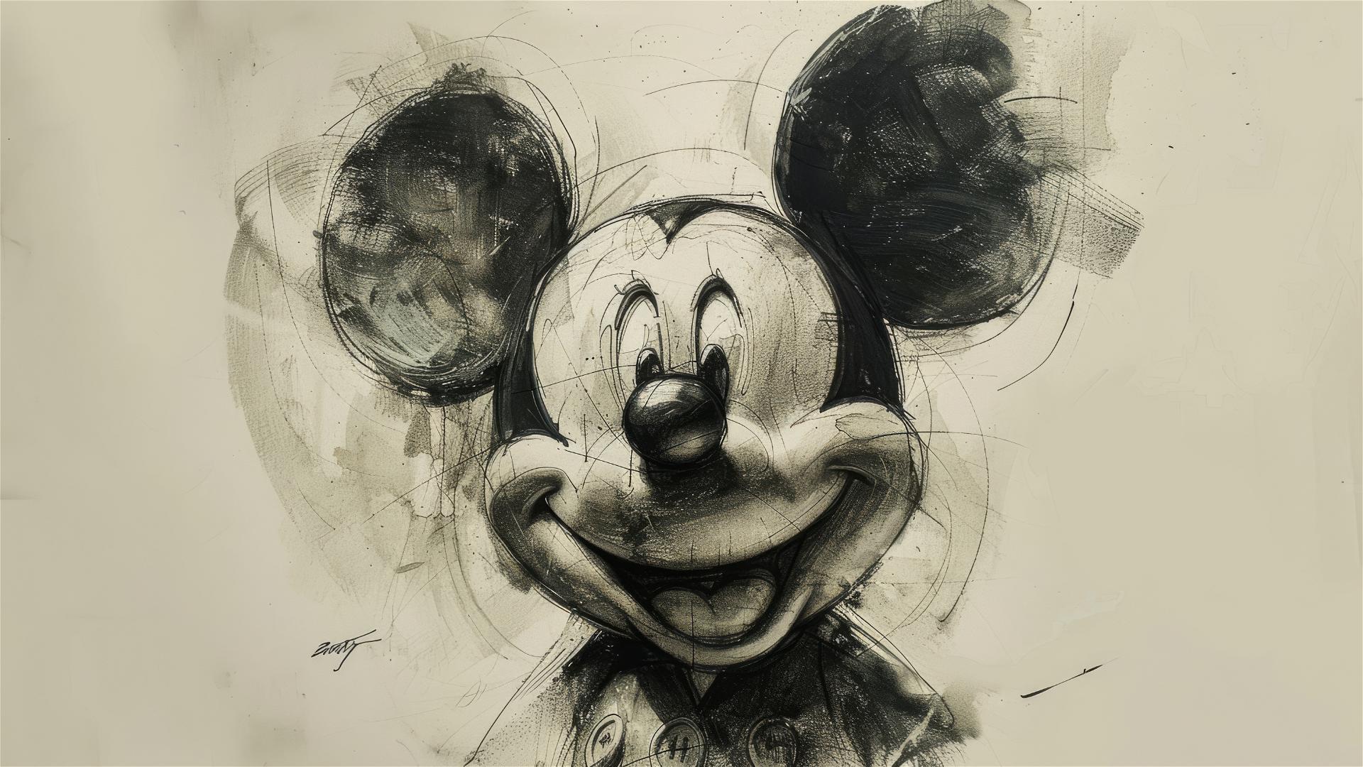 Sketch of Mickey Mouse by Edytha Grzybm, comic style