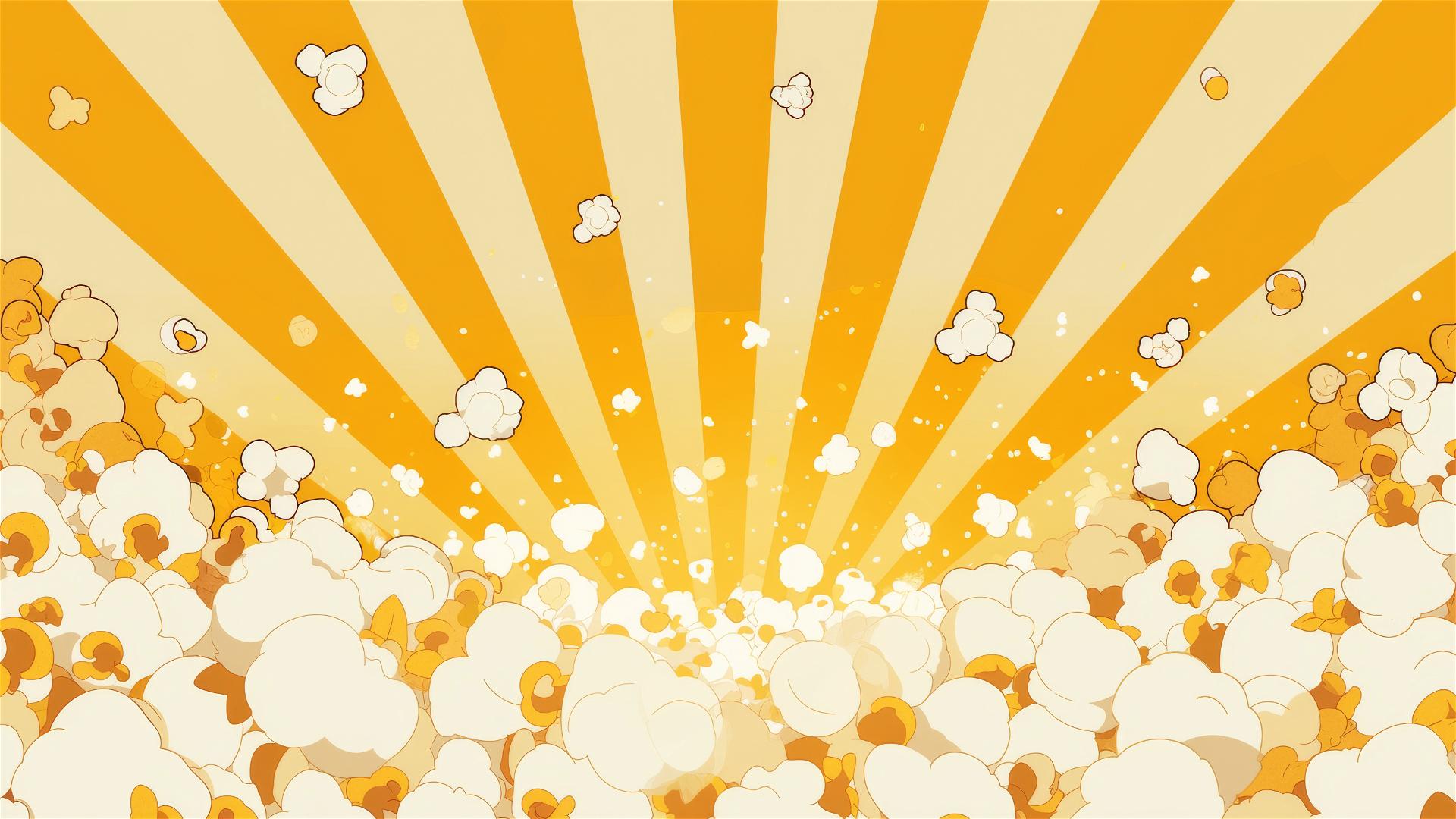 Flat design iconographic representation of popcorn in white and yellow colors