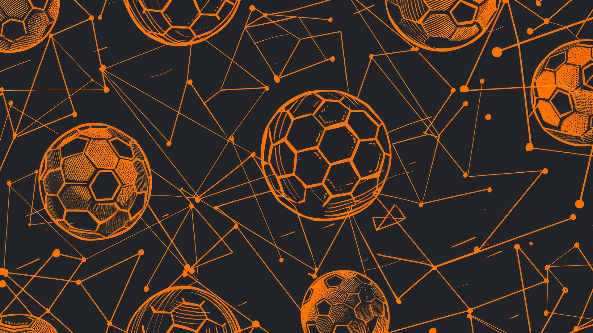 Soccer field pattern with orange plan lines