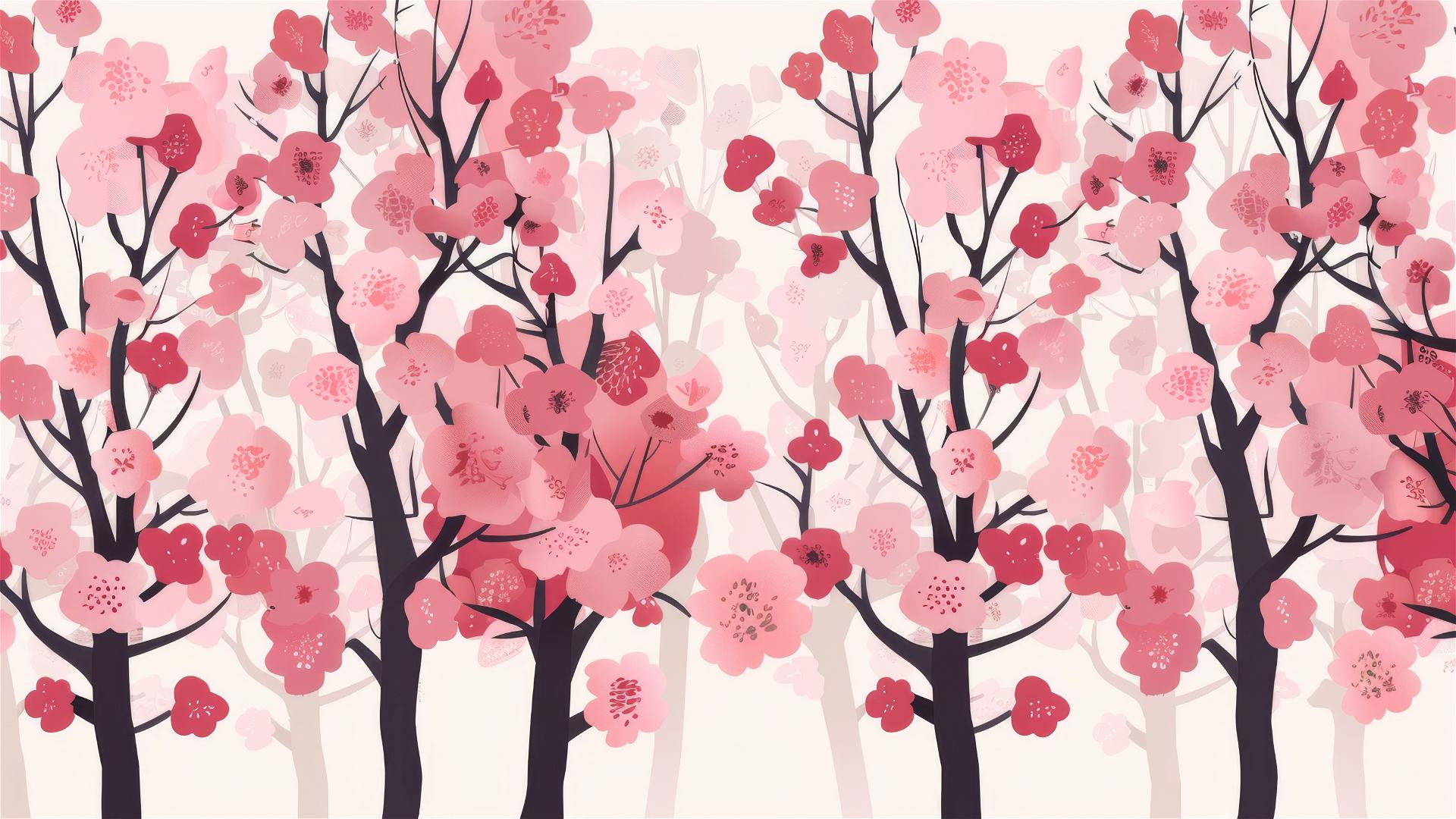 Minimalistic design of Sakura trees pattern