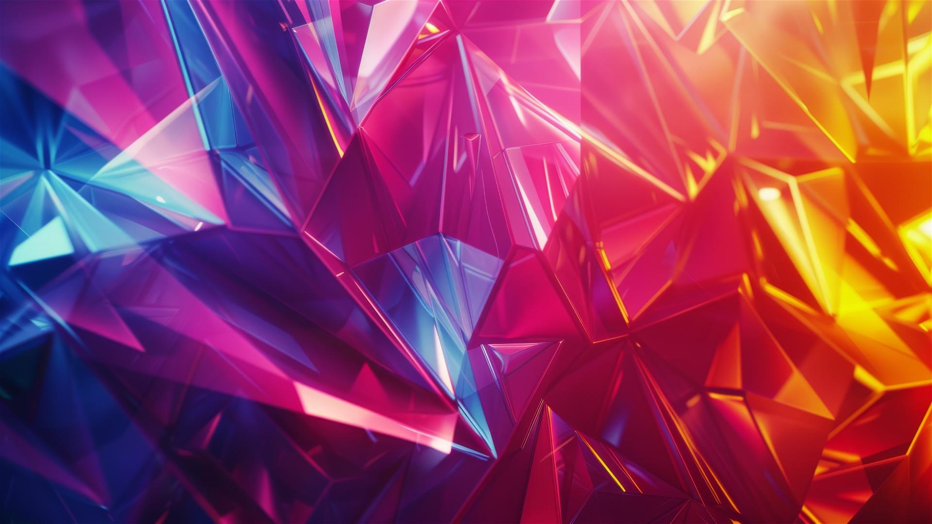 Abstract design with lines and triangles in a colorful background and cinematic lighting in 4K