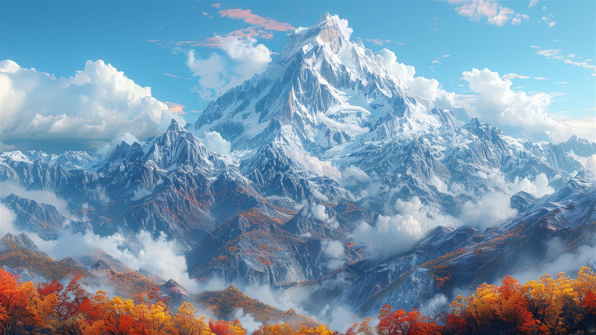 High mountains with rich details in perfect composition