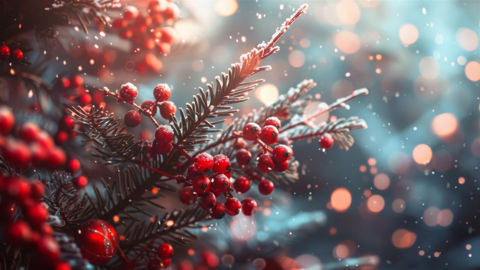 Aesthetic Christmas background with festive decorations.