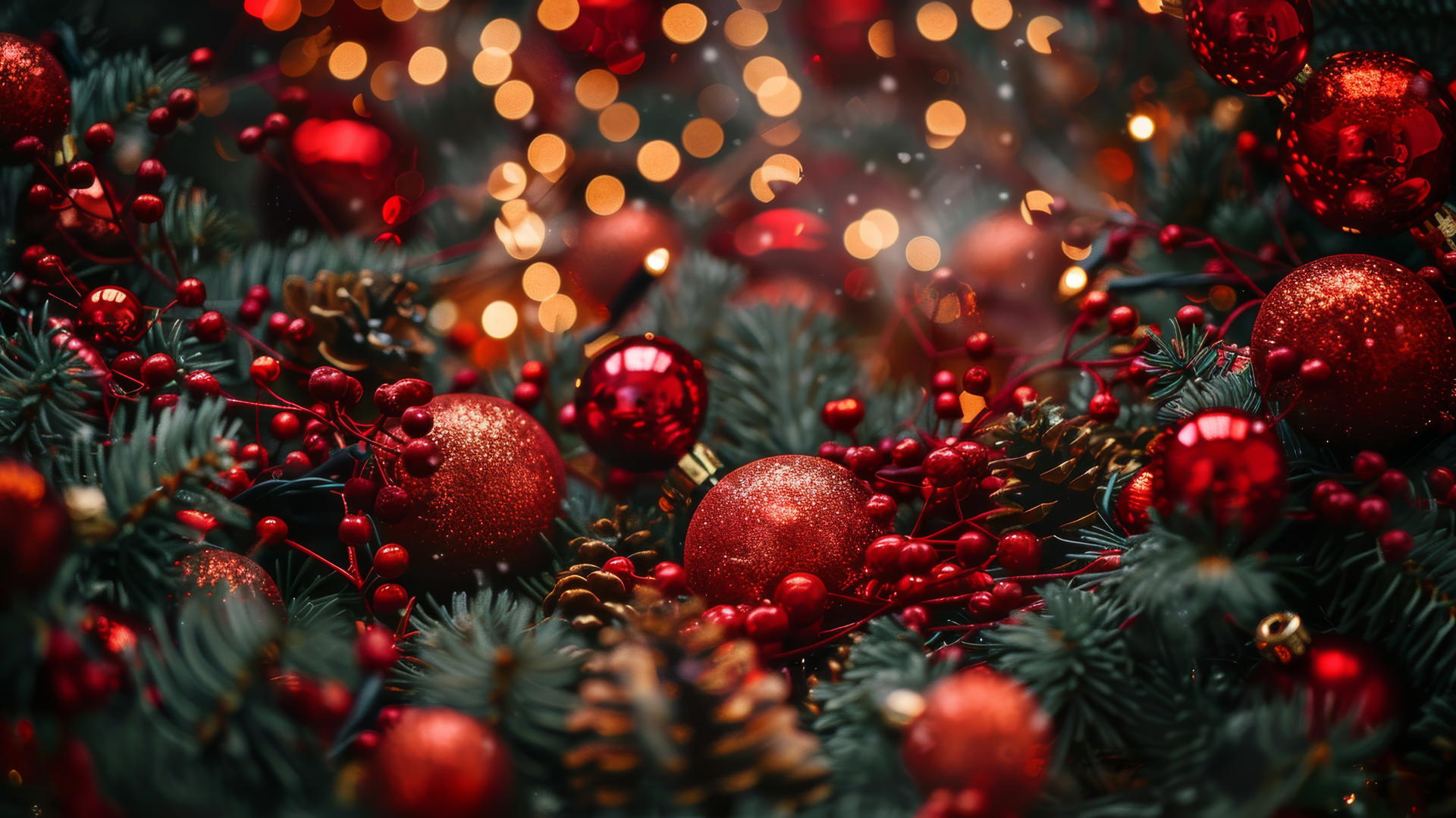 Vibrant 4K Christmas background with lots of red tones