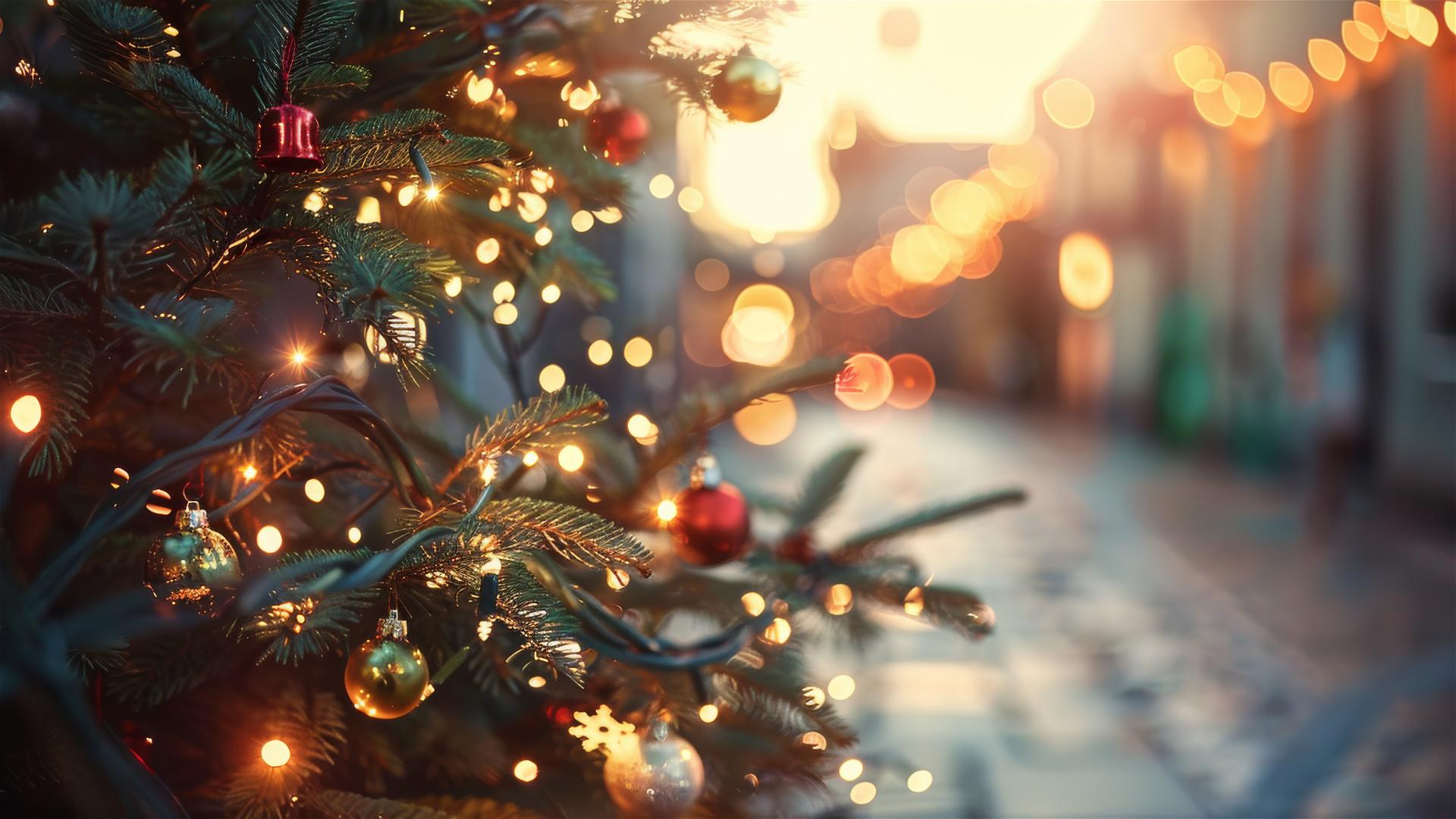 Christmas tree with ornaments and lights
