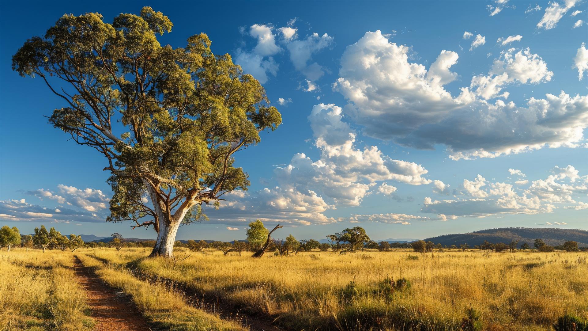 Outback Australia plains with Red Gums in New South Wales