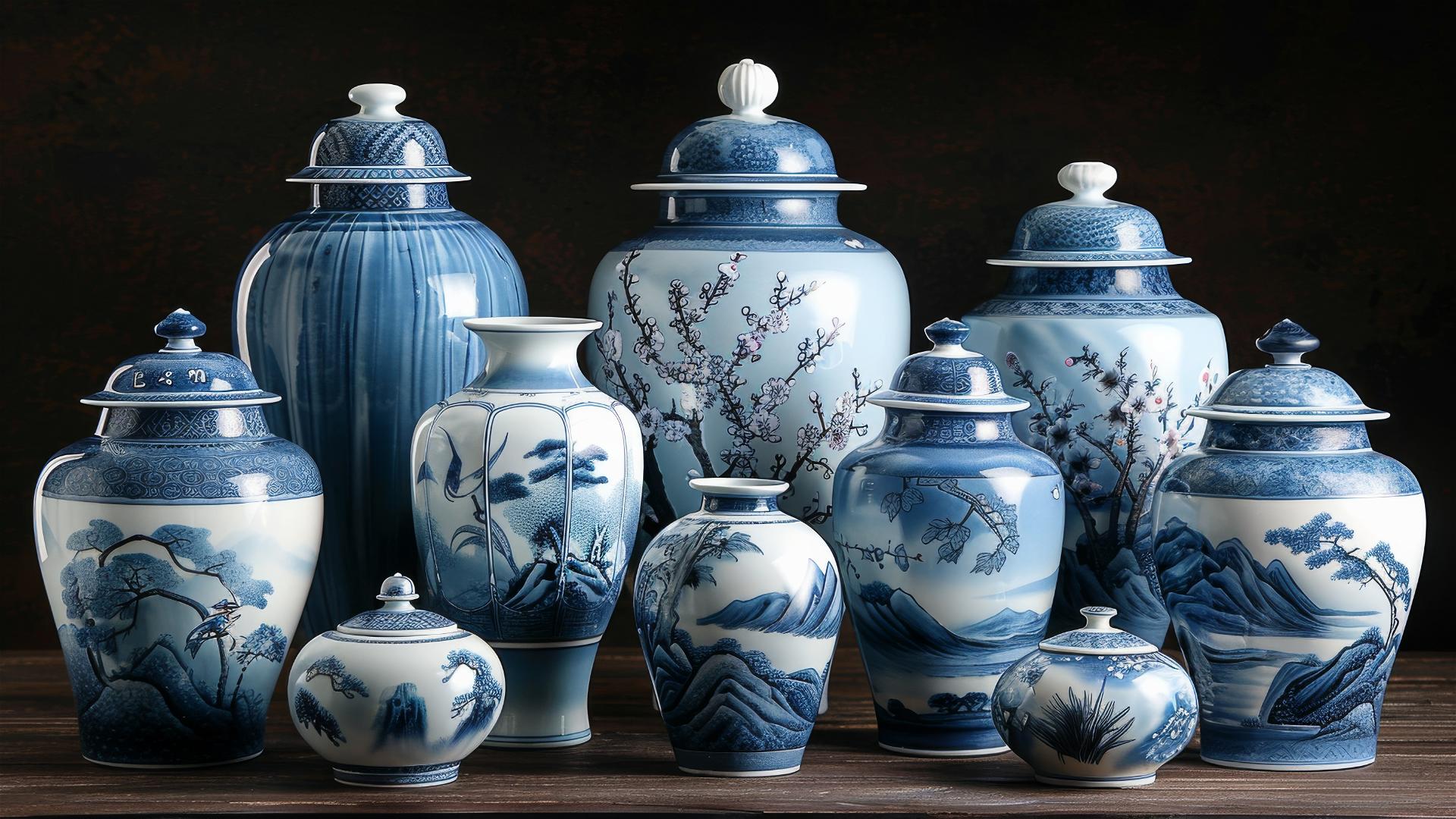 blue and white Chinese porcelain with traditional patterns