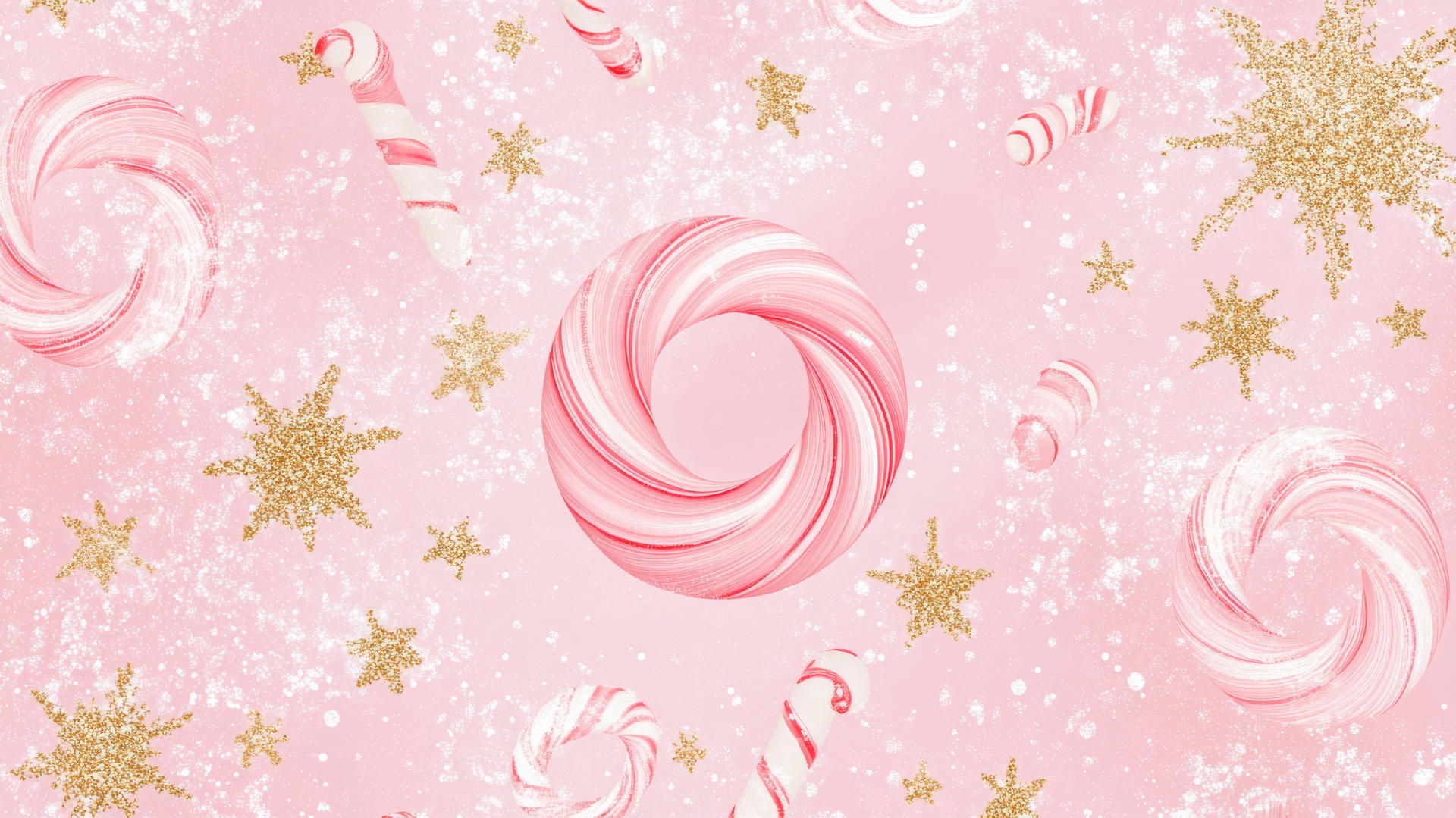 Preppy wallpaper christmas with peppermint swirls and stars