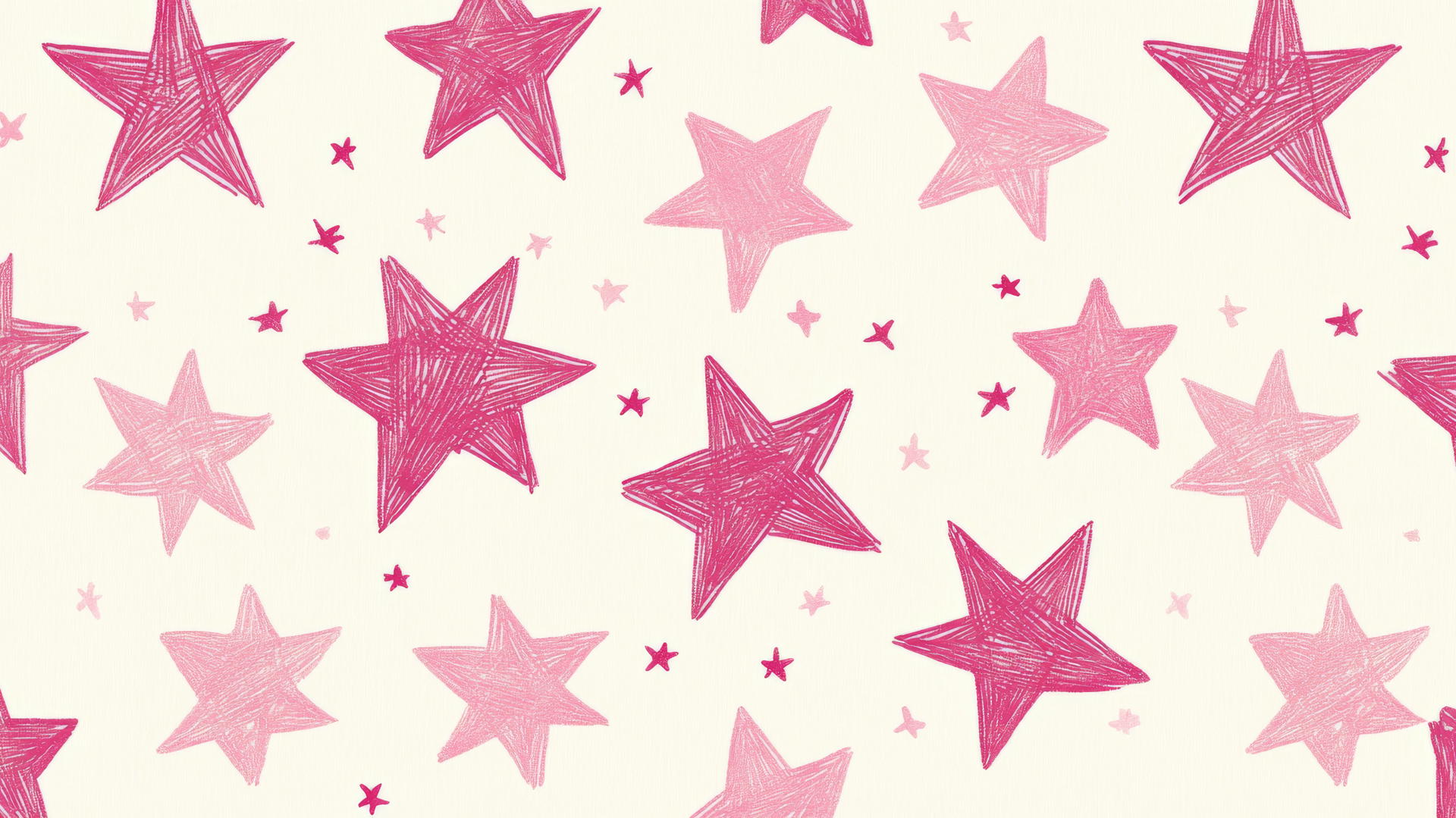 Preppy wallpaper with pink stars on a cream background