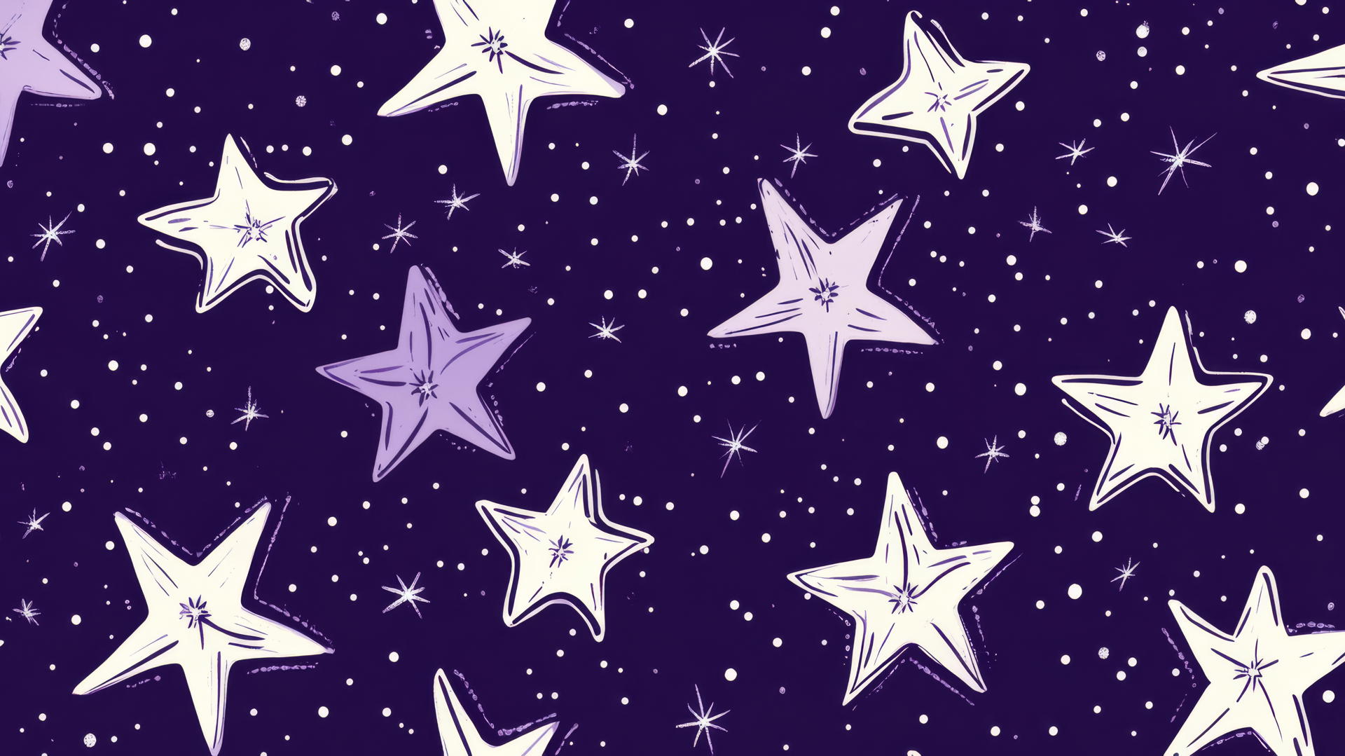 preppy purple wallpaper with white stars and silver dots
