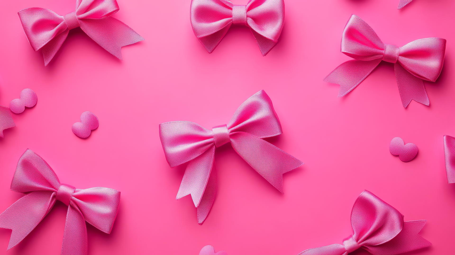 cute hot pink wallpaper with cartoon bows and ribbons