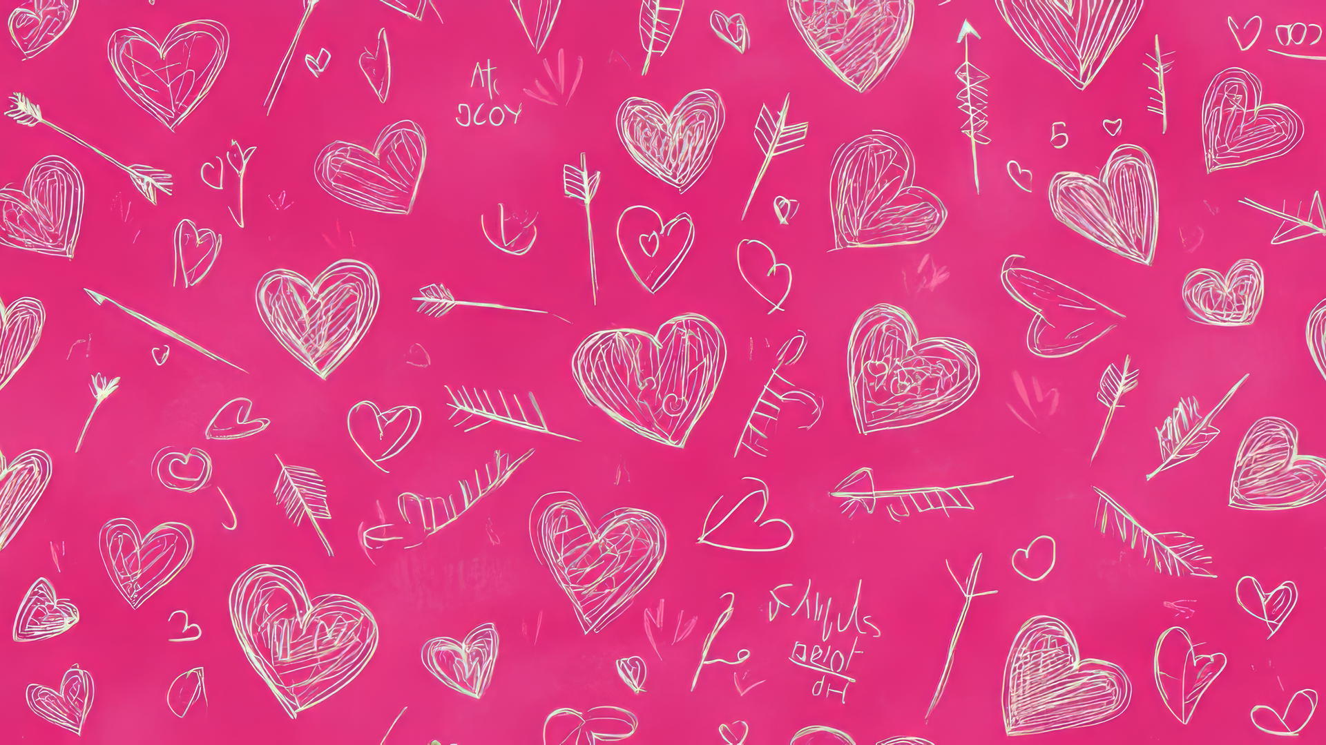 cute hot pink wallpaper with doodle-style hearts and arrows