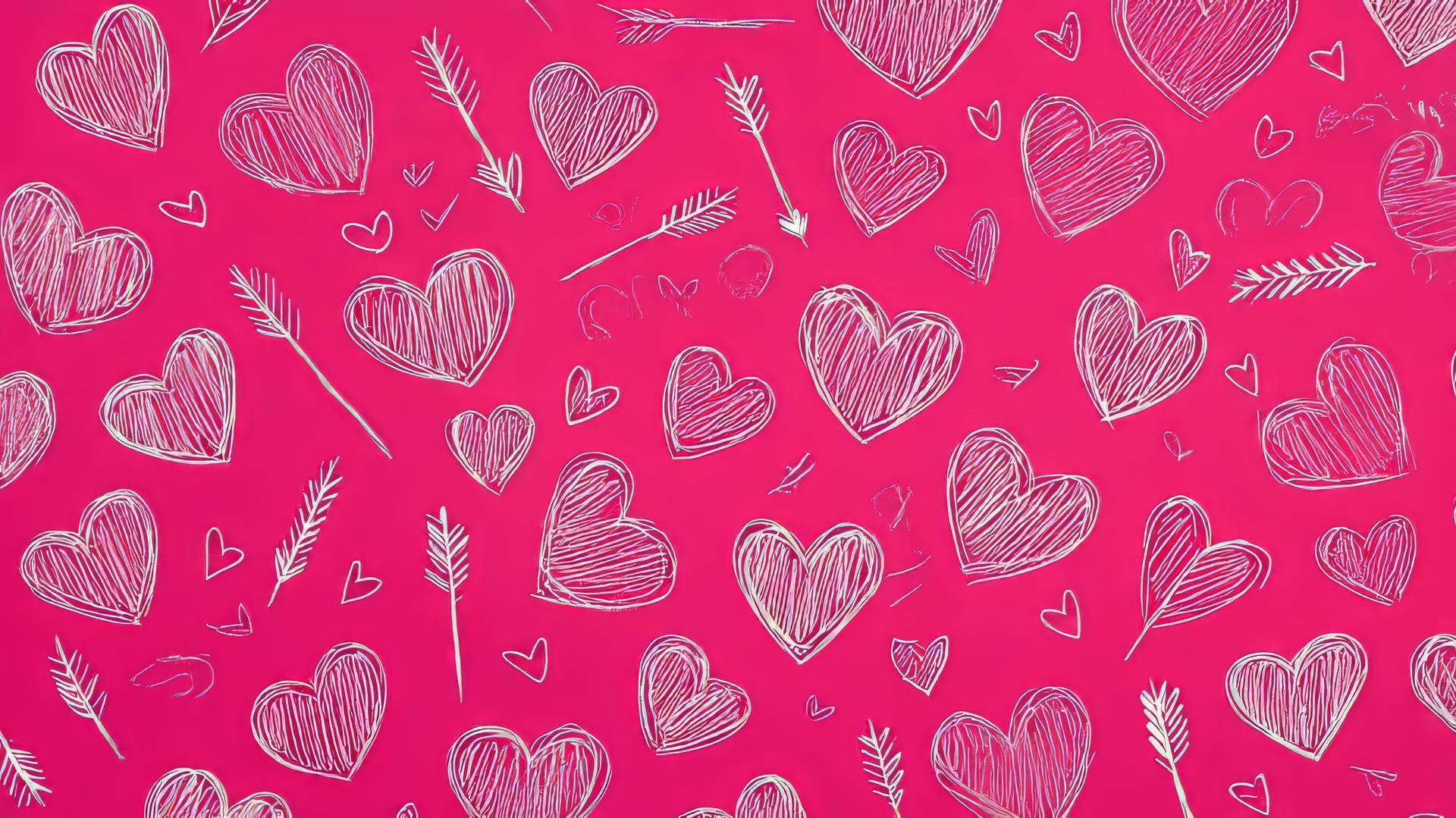 cute hot pink wallpaper with doodle-style hearts and arrows