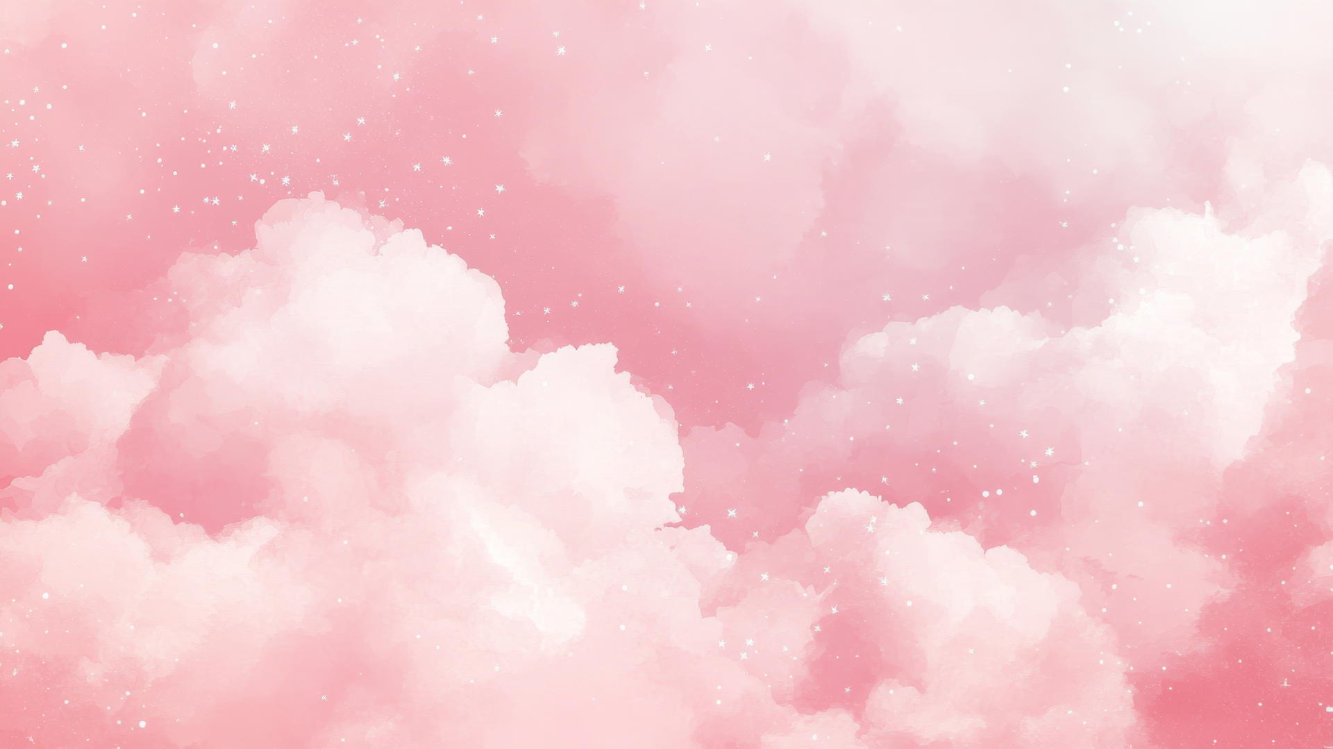 aesthetic cute pink wallpaper with pastel clouds and tiny stars