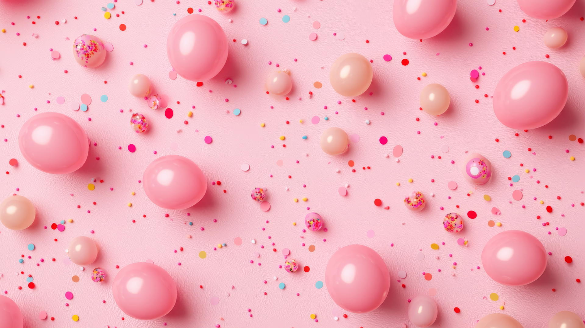 pink wallpaper cute with tiny pastel balloons and confetti