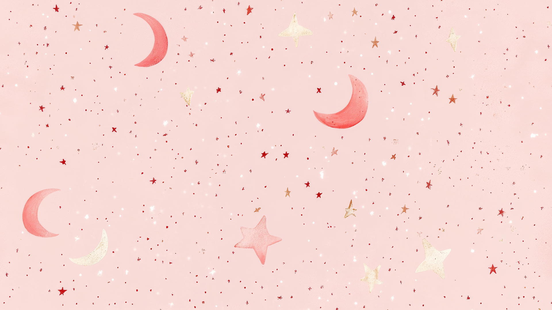 cute pink wallpaper with tiny stars and moons, celestial theme