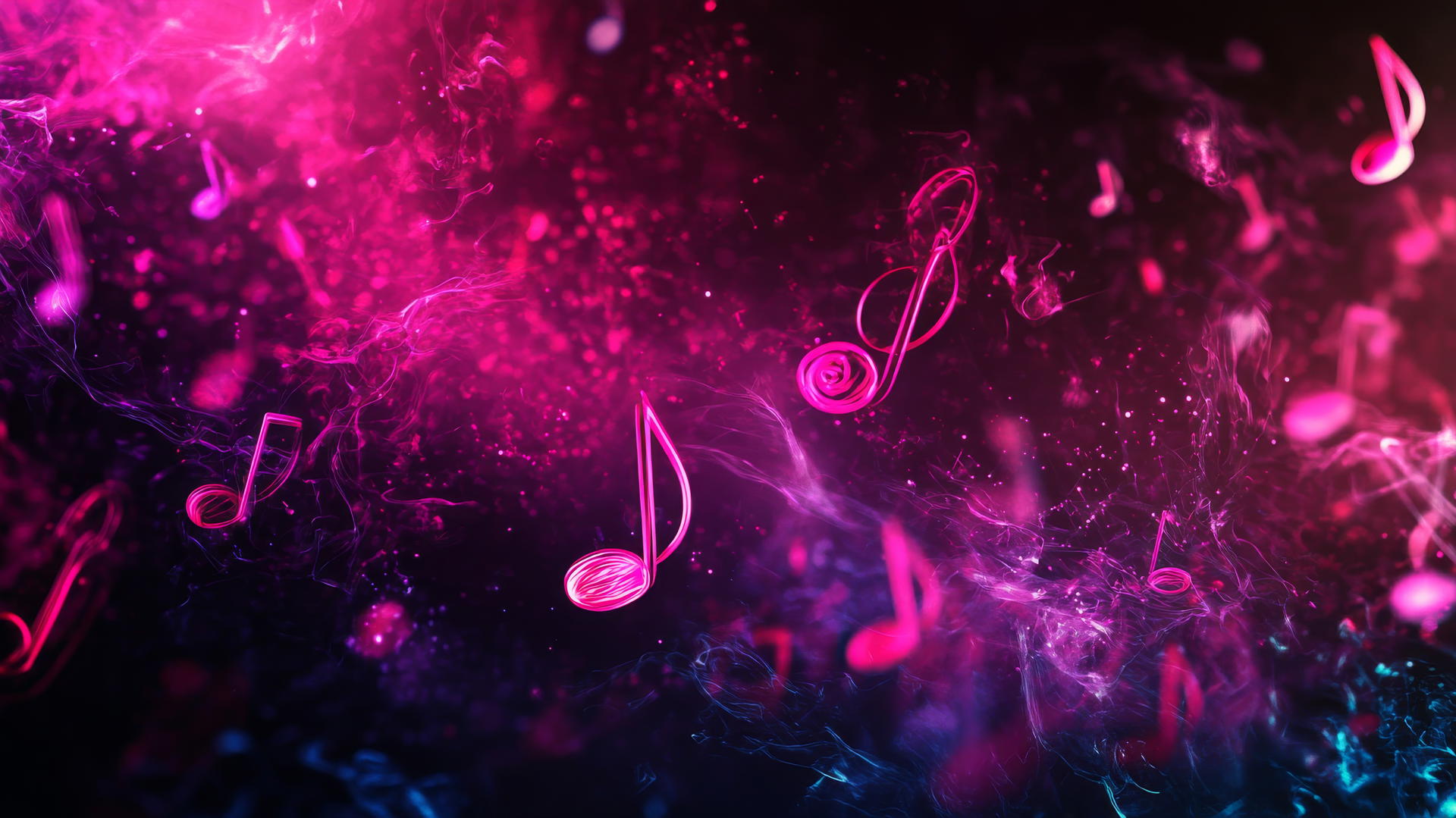 black wallpaper for girls with neon pink and purple music notes