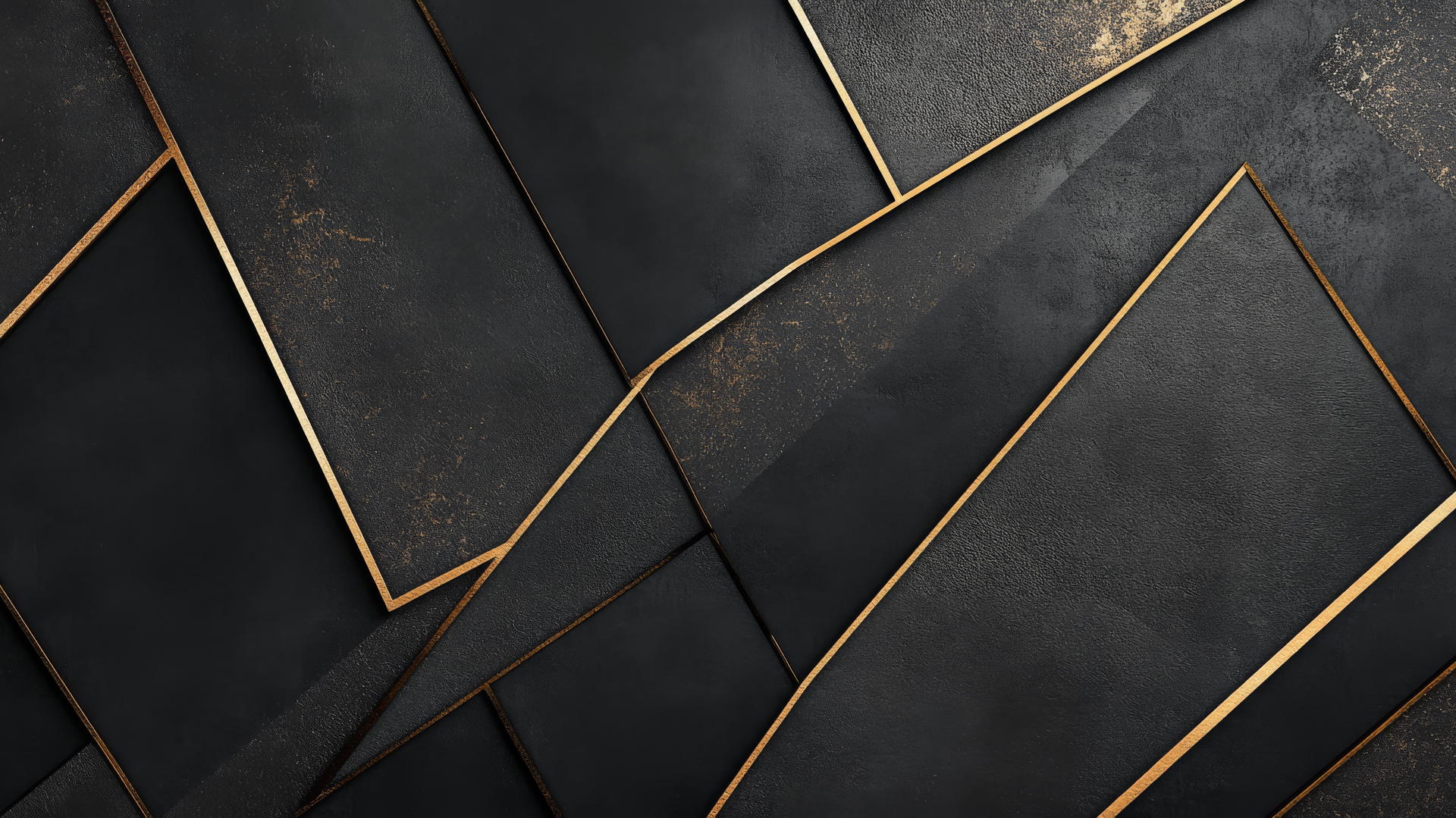 Black wallpaper for girls with metallic gold stripes and geometric shapes