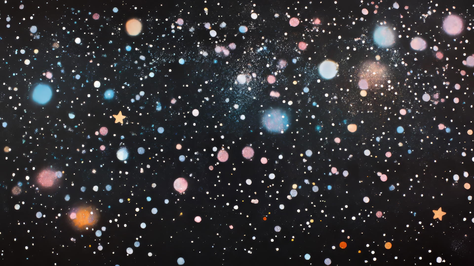 A black wallpaper with subtle glitter and pastel stars for girls