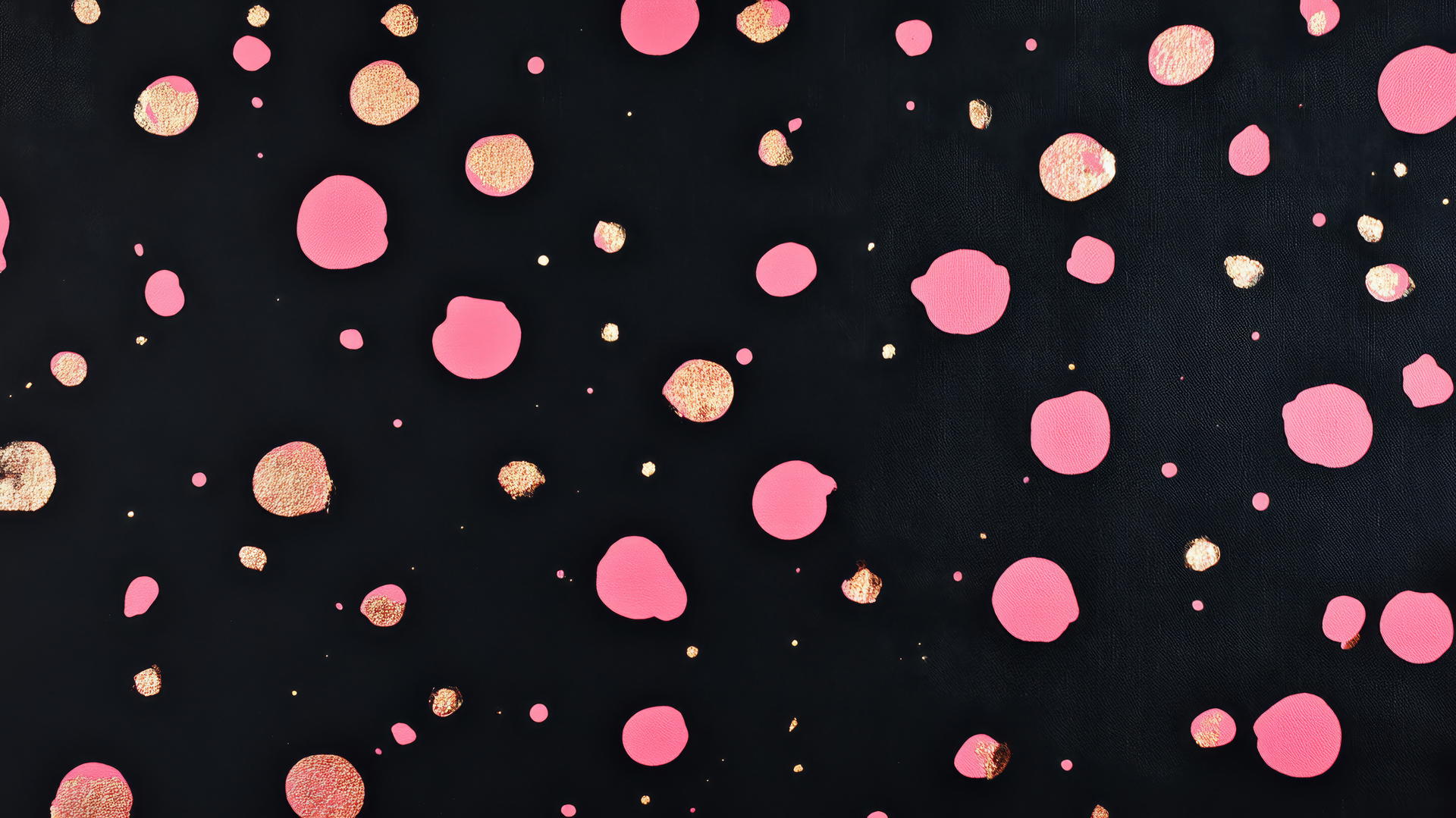 Chic black wallpaper for girls with metallic pink polka dots