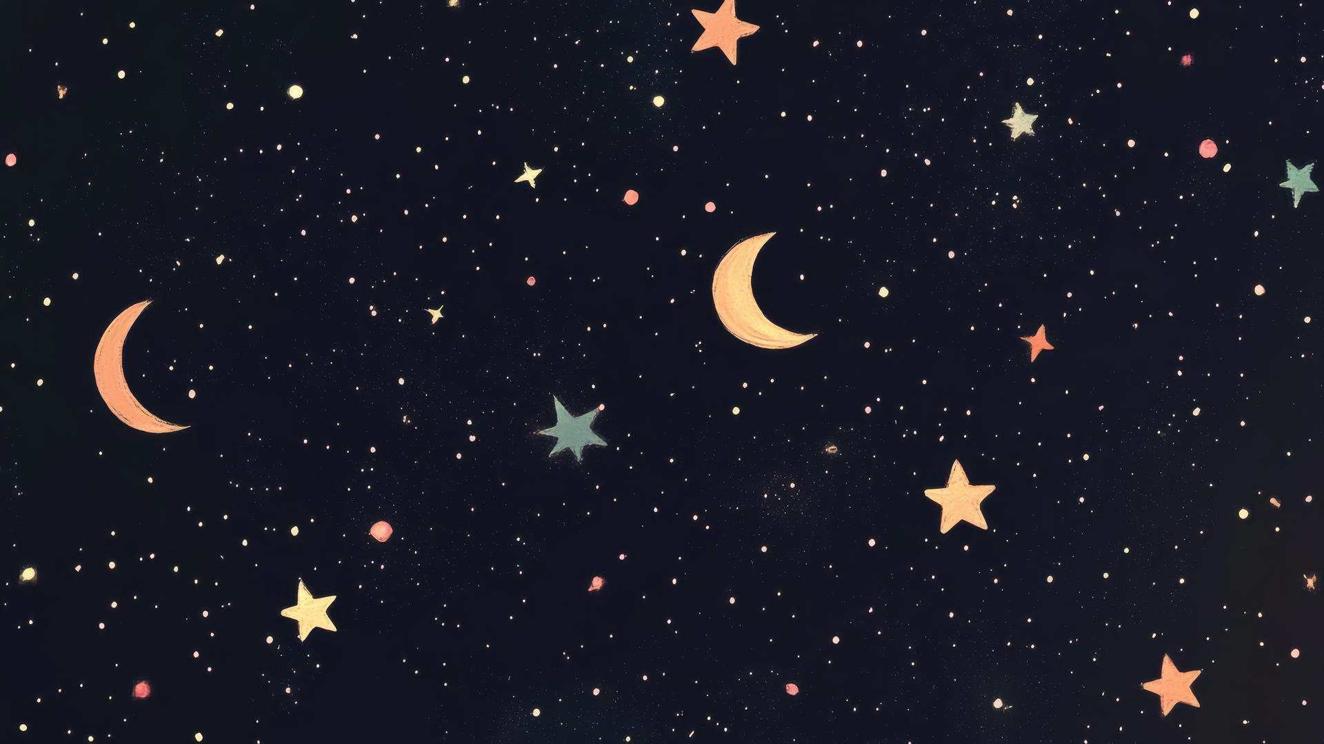 cute black wallpaper with tiny pastel stars and moons