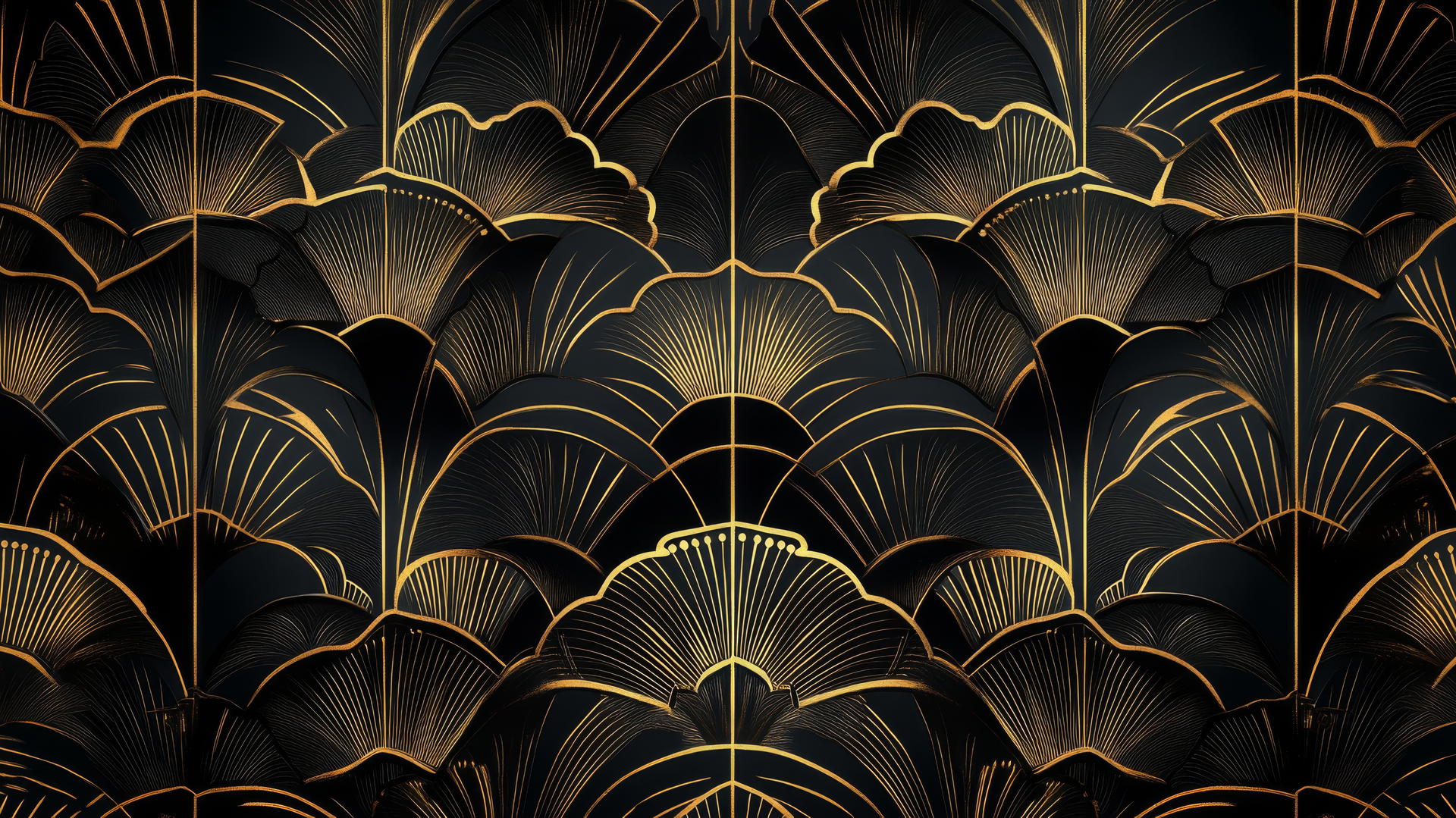 aesthetic black wallpaper with gold art deco pattern