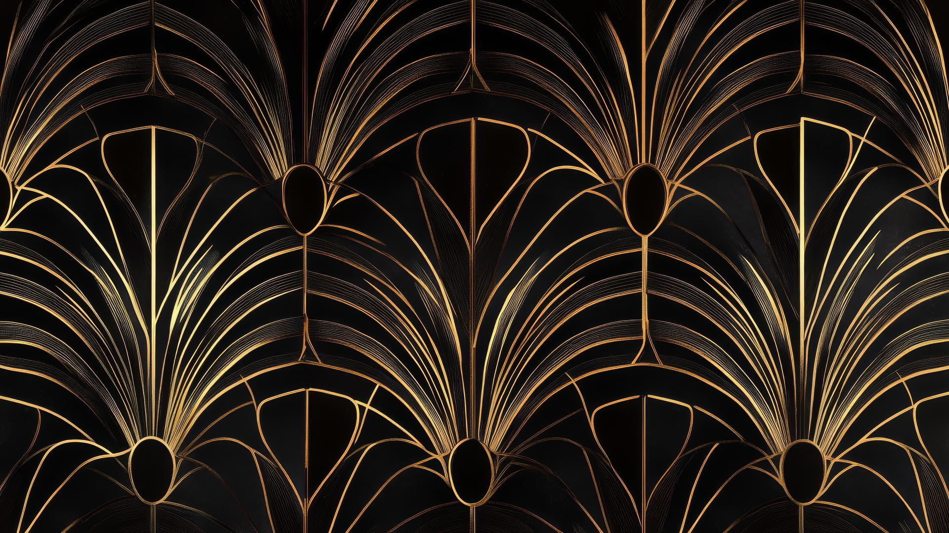 Aesthetic black wallpaper with sophisticated gold Art Deco pattern
