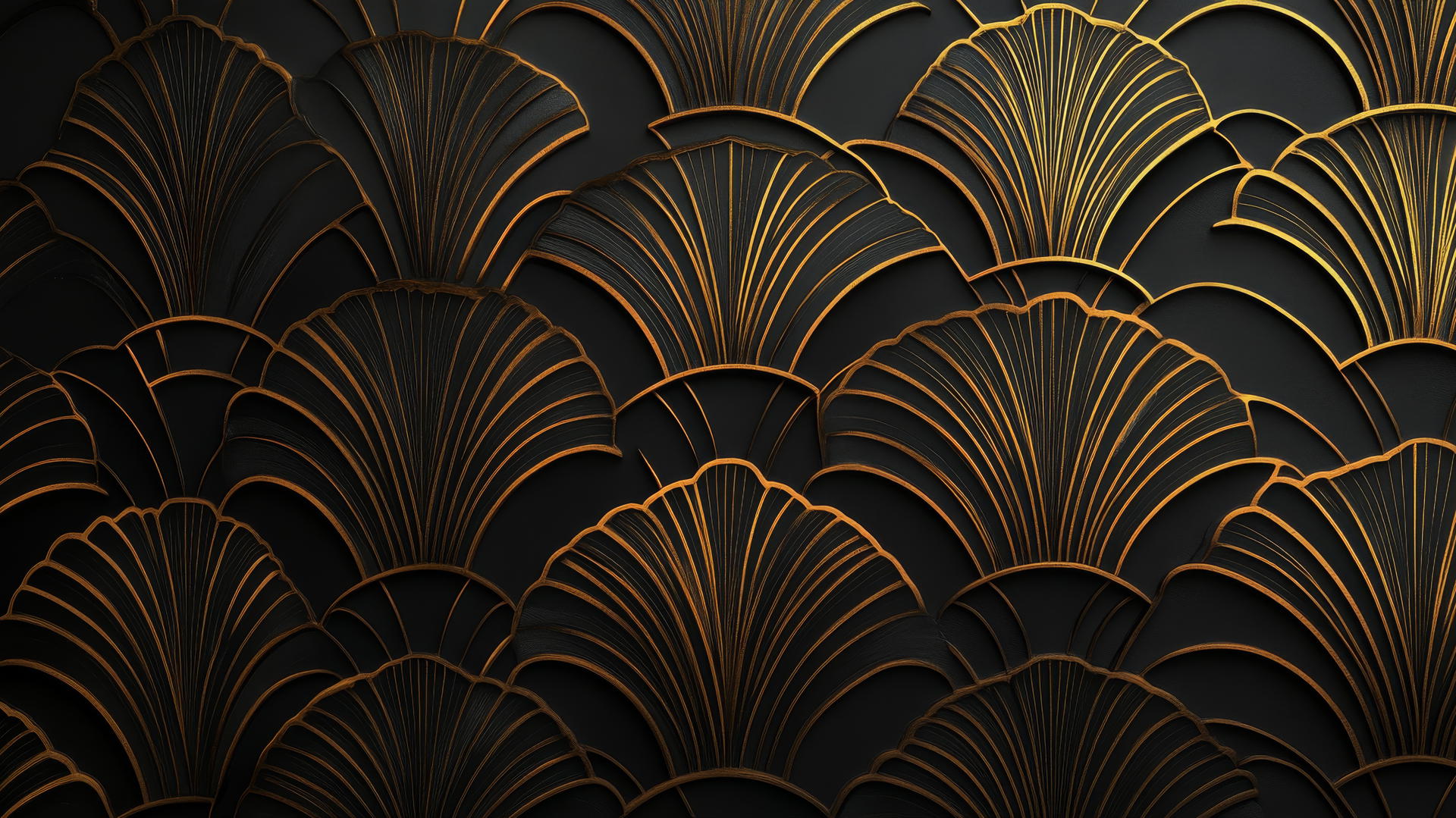 aesthetic black wallpaper with gold art deco pattern